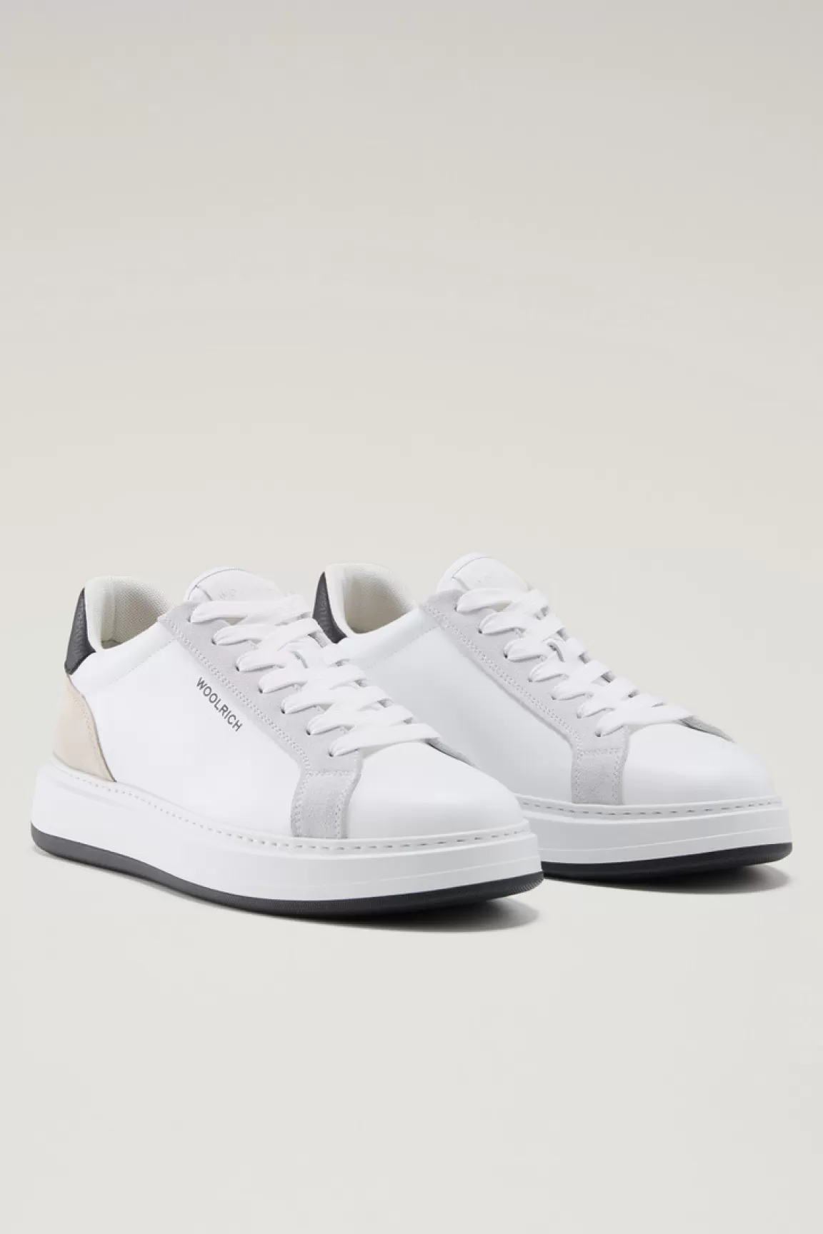 Woolrich LerenArrow Sneakers Met Suède Inzetstukken White White Clearance