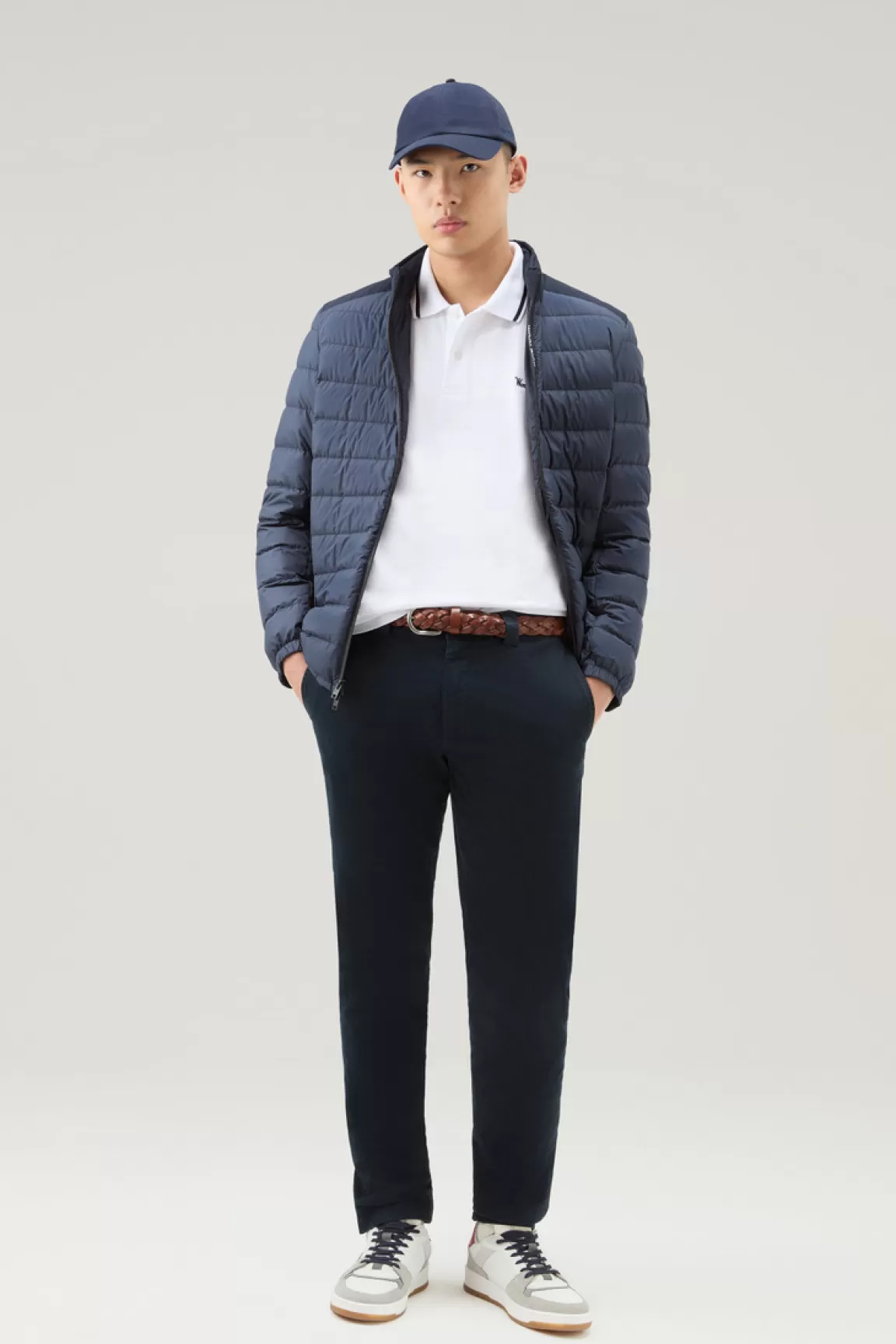 Woolrich Monterey-polo Van Elastische Katoenpiqué Met Gestreepte Boorden Bright White Discount
