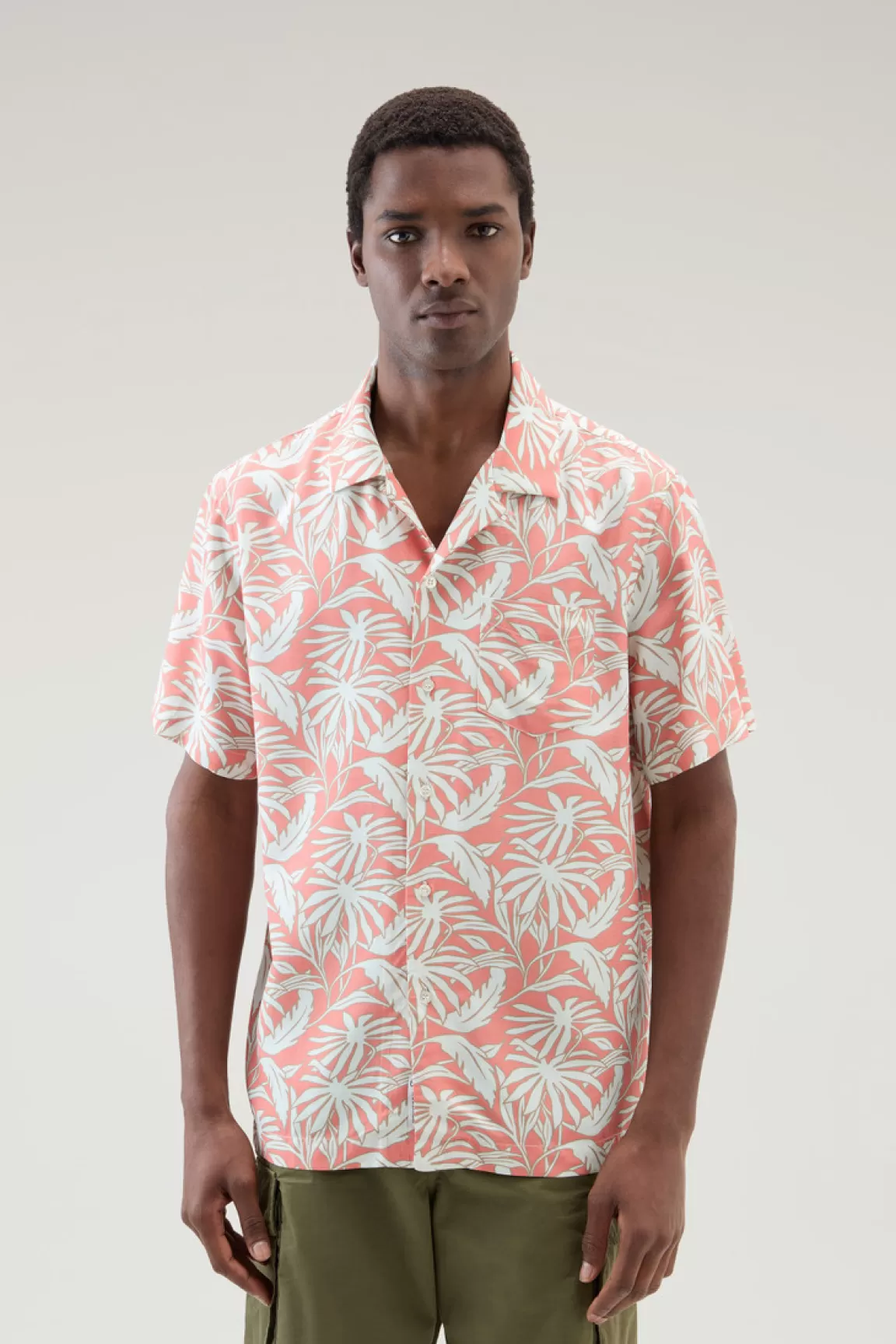 Woolrich Overhemd Met Tropische Opdruk Tropical Coral Sand Outlet