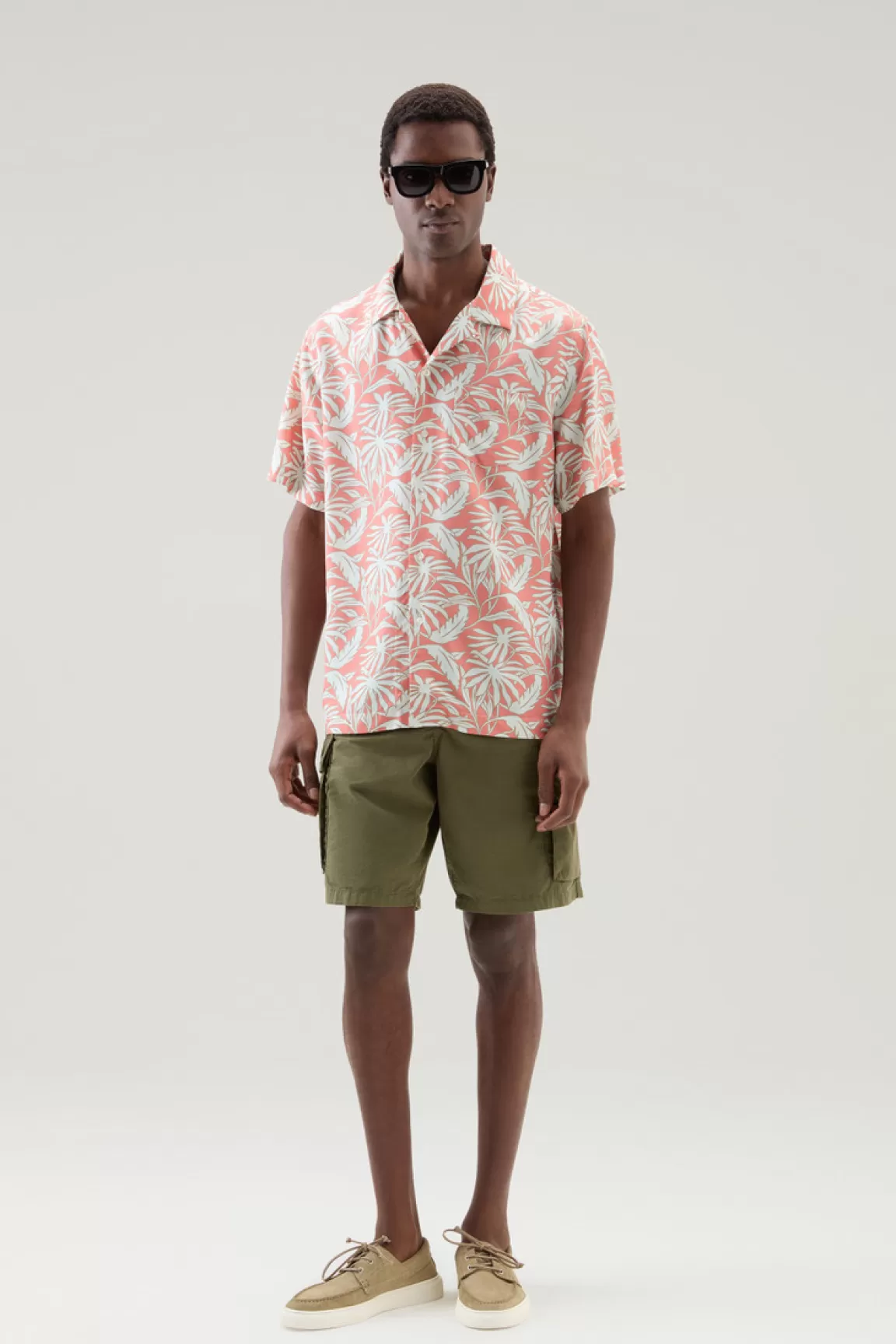 Woolrich Overhemd Met Tropische Opdruk Tropical Coral Sand Outlet