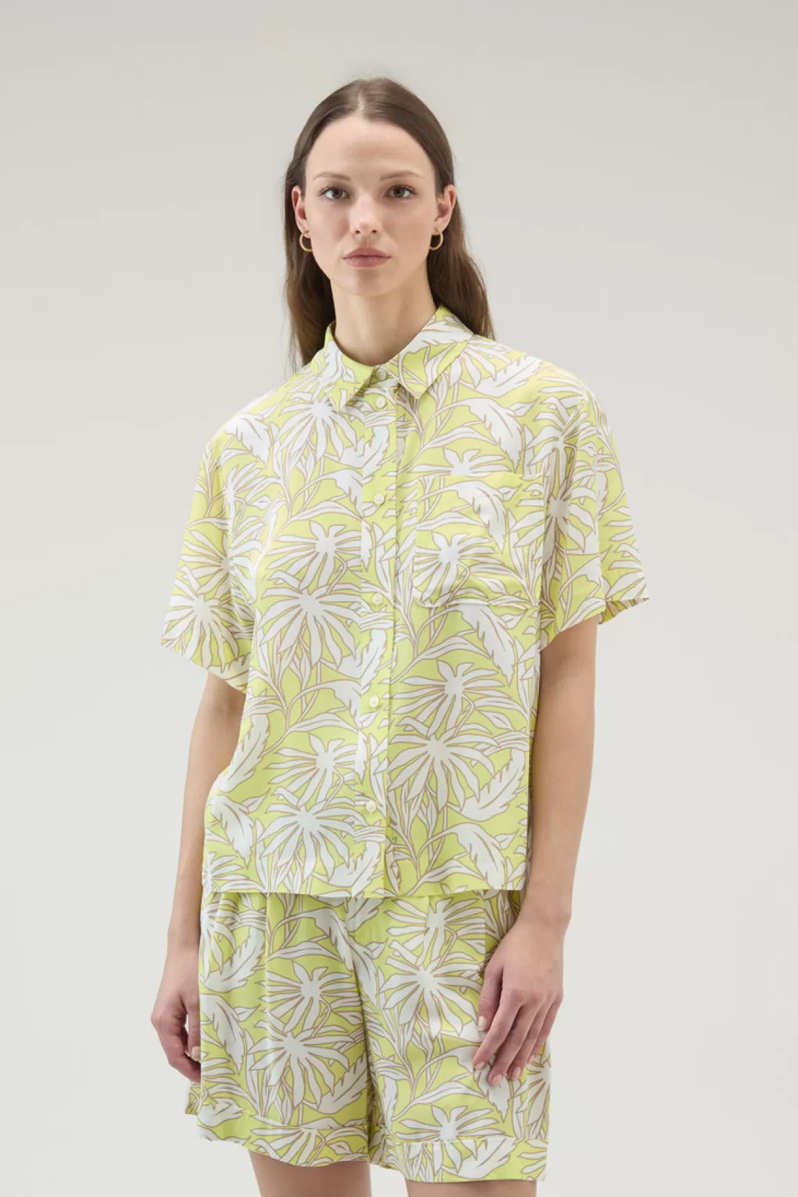 Woolrich Overhemd Met Tropische Print Sunny Lemon Flower Discount