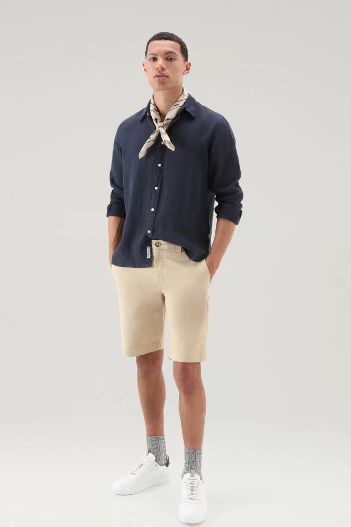 Woolrich Overhemd Van Achteraf Geverfd, Zuiver Linnen Melton Blue Best Sale