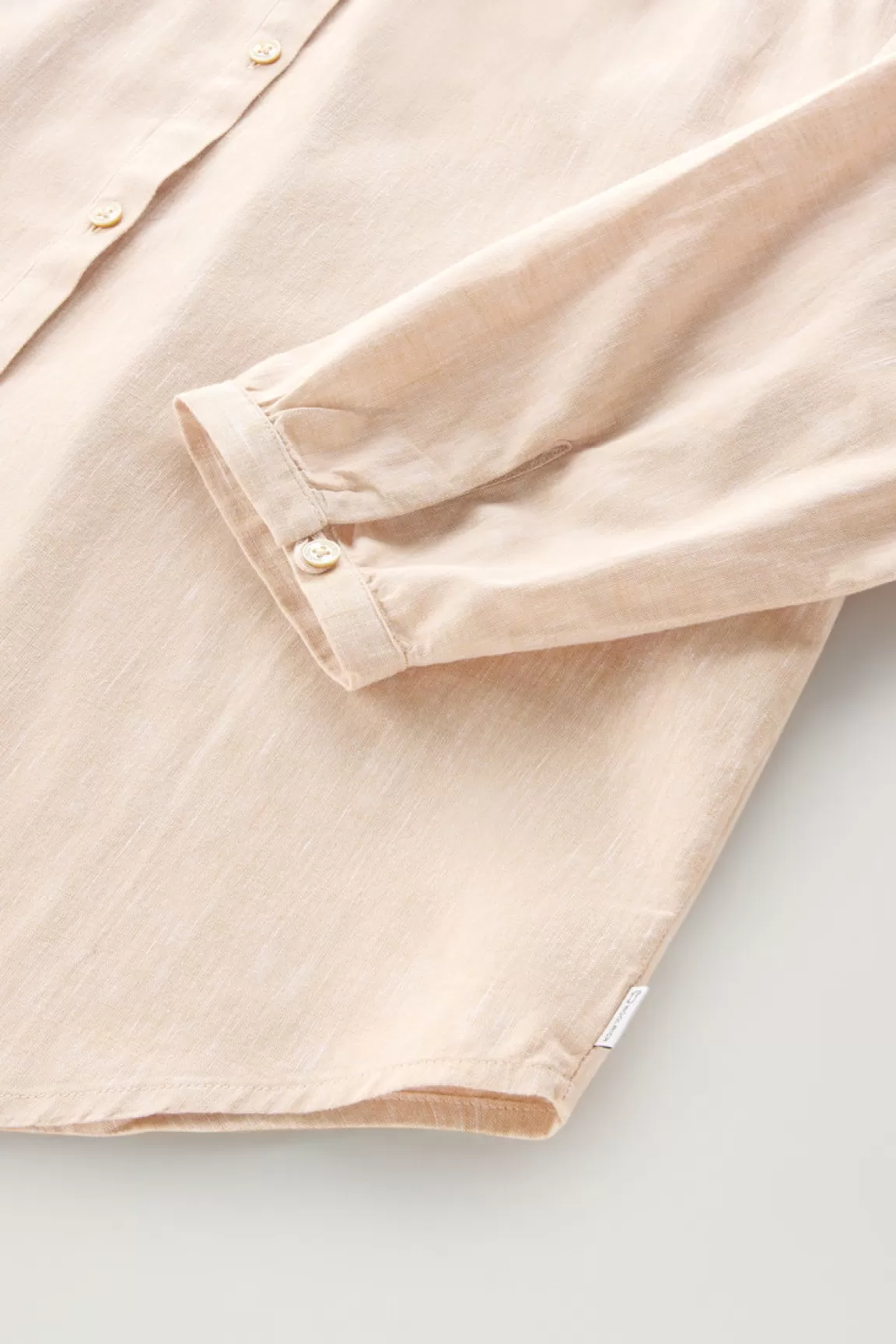 Woolrich Overhemd Voor Meisjes Van Een Mix Van Linnen En Katoen Met Bandkraag Light Oak Cheap