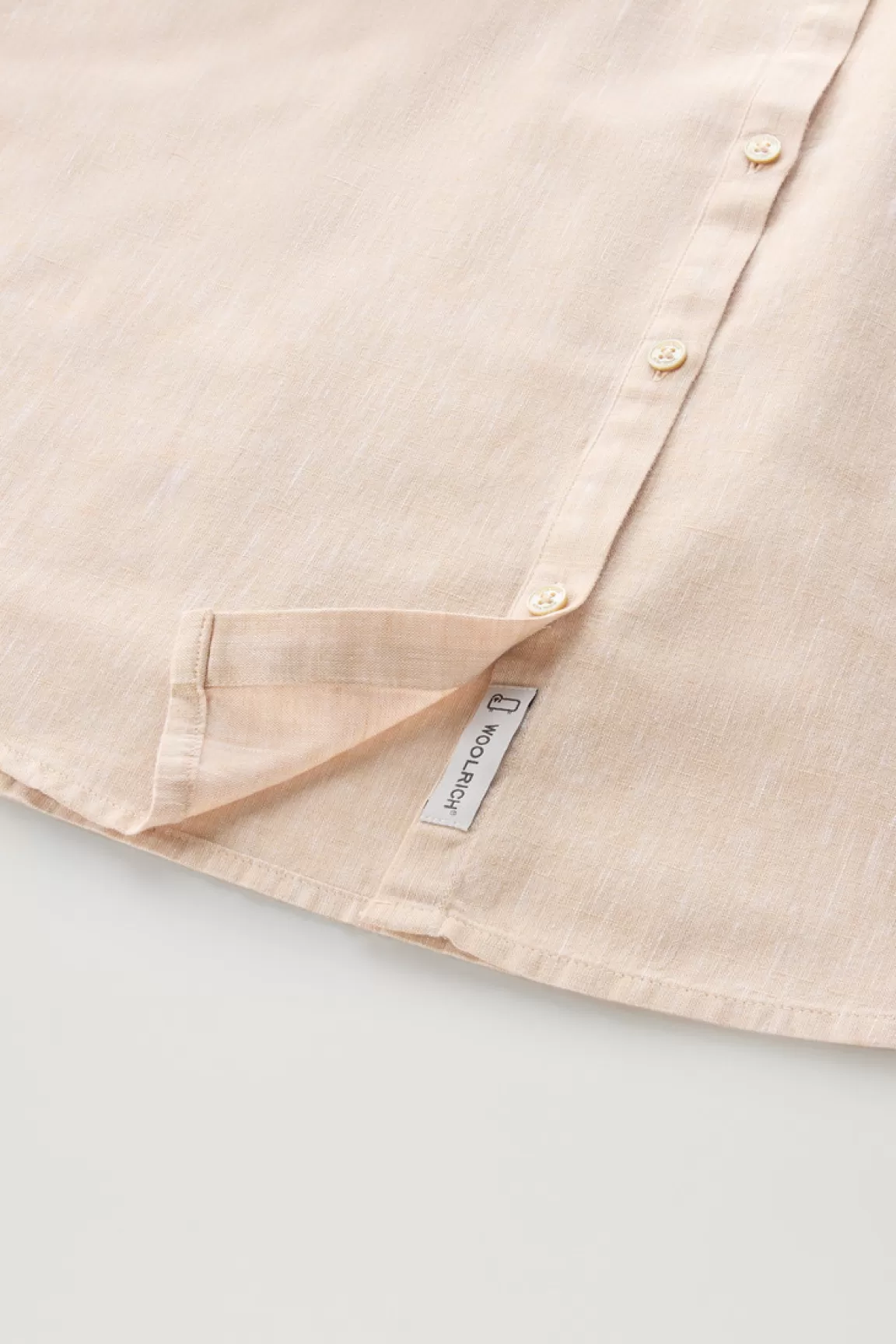 Woolrich Overhemd Voor Meisjes Van Een Mix Van Linnen En Katoen Met Bandkraag Light Oak Cheap