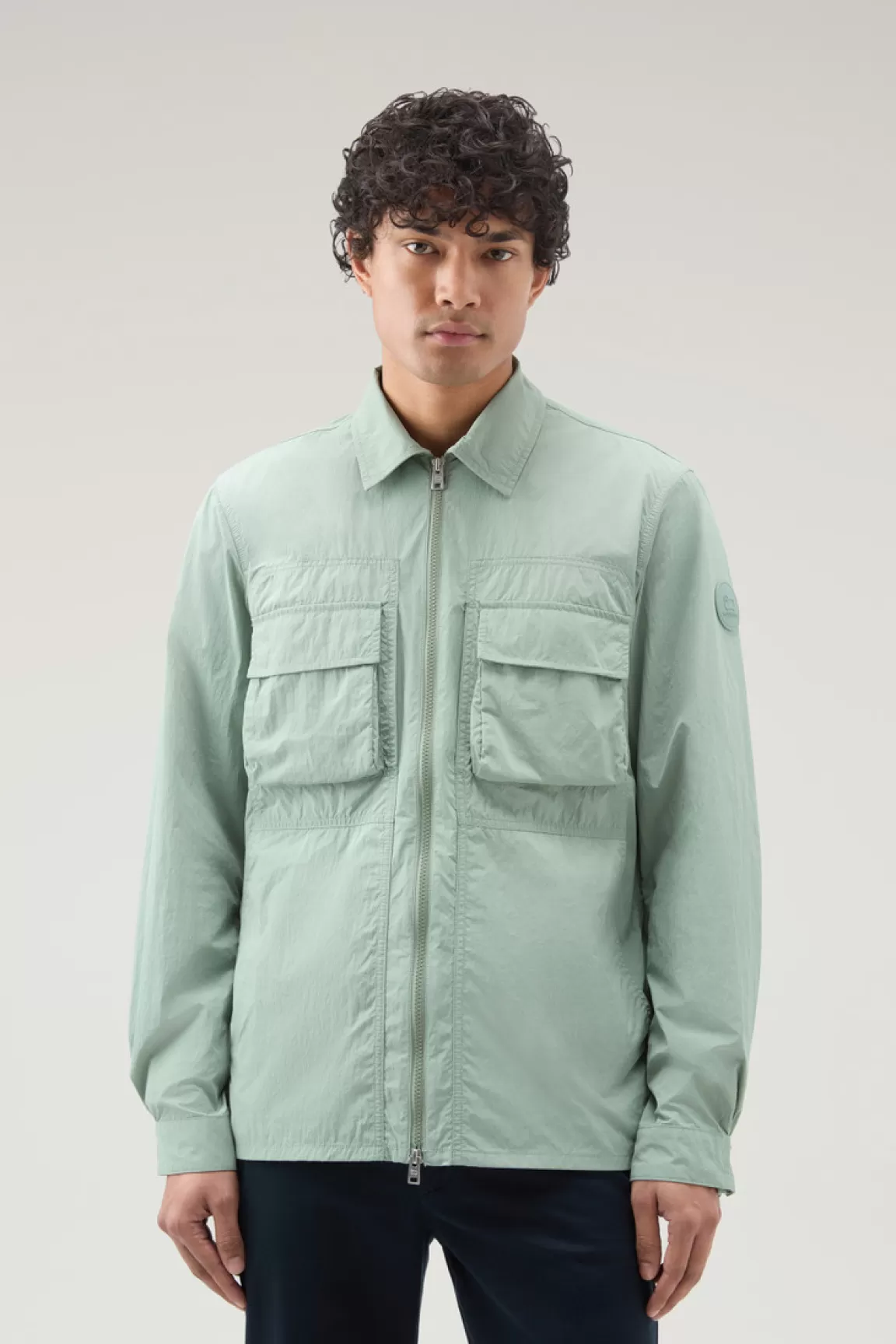 Woolrich Overhemdjack Van Crinkle Nylon Sage Discount