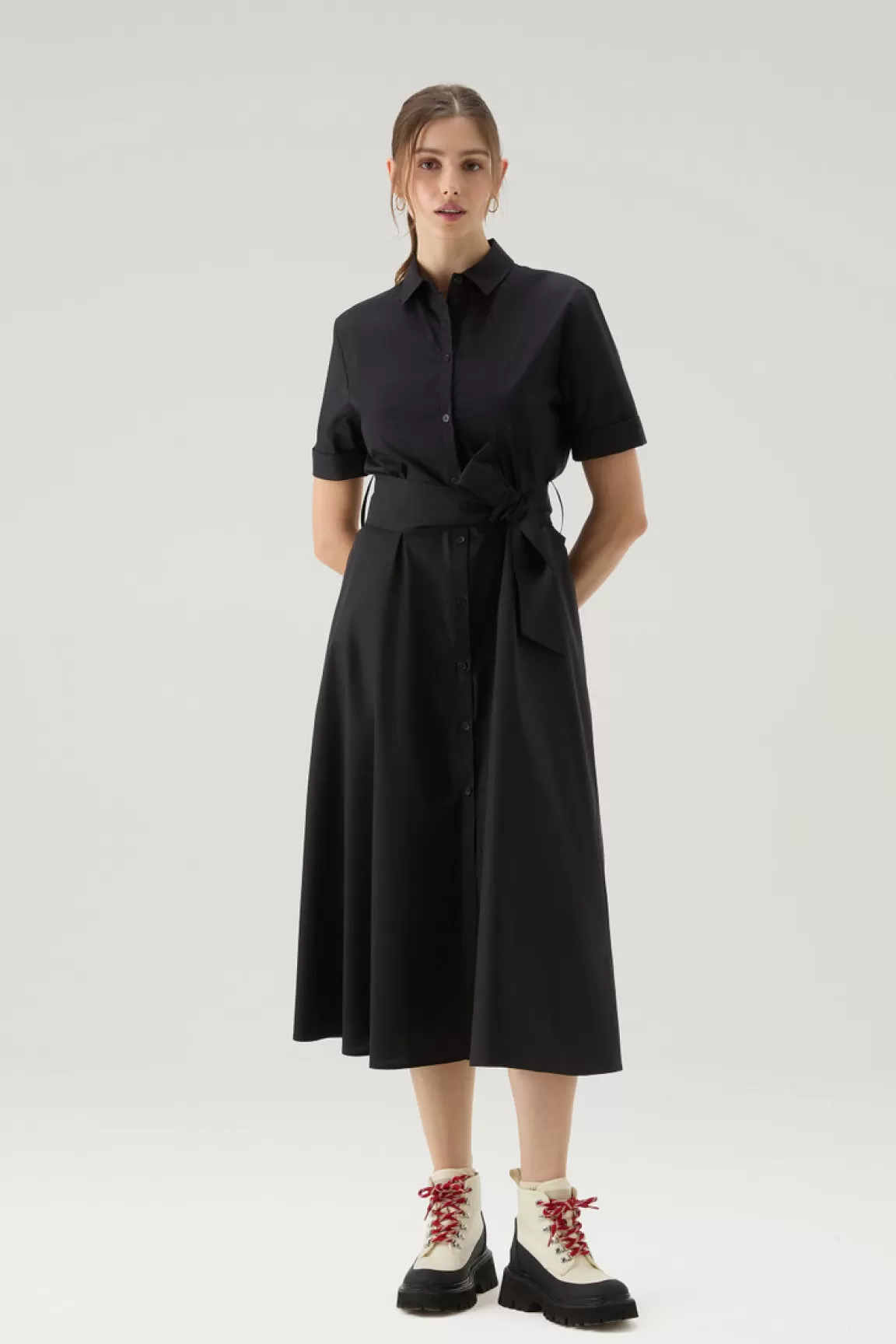 Woolrich Overhemdjurk Van Zuiver Katoenpopeline Black Store