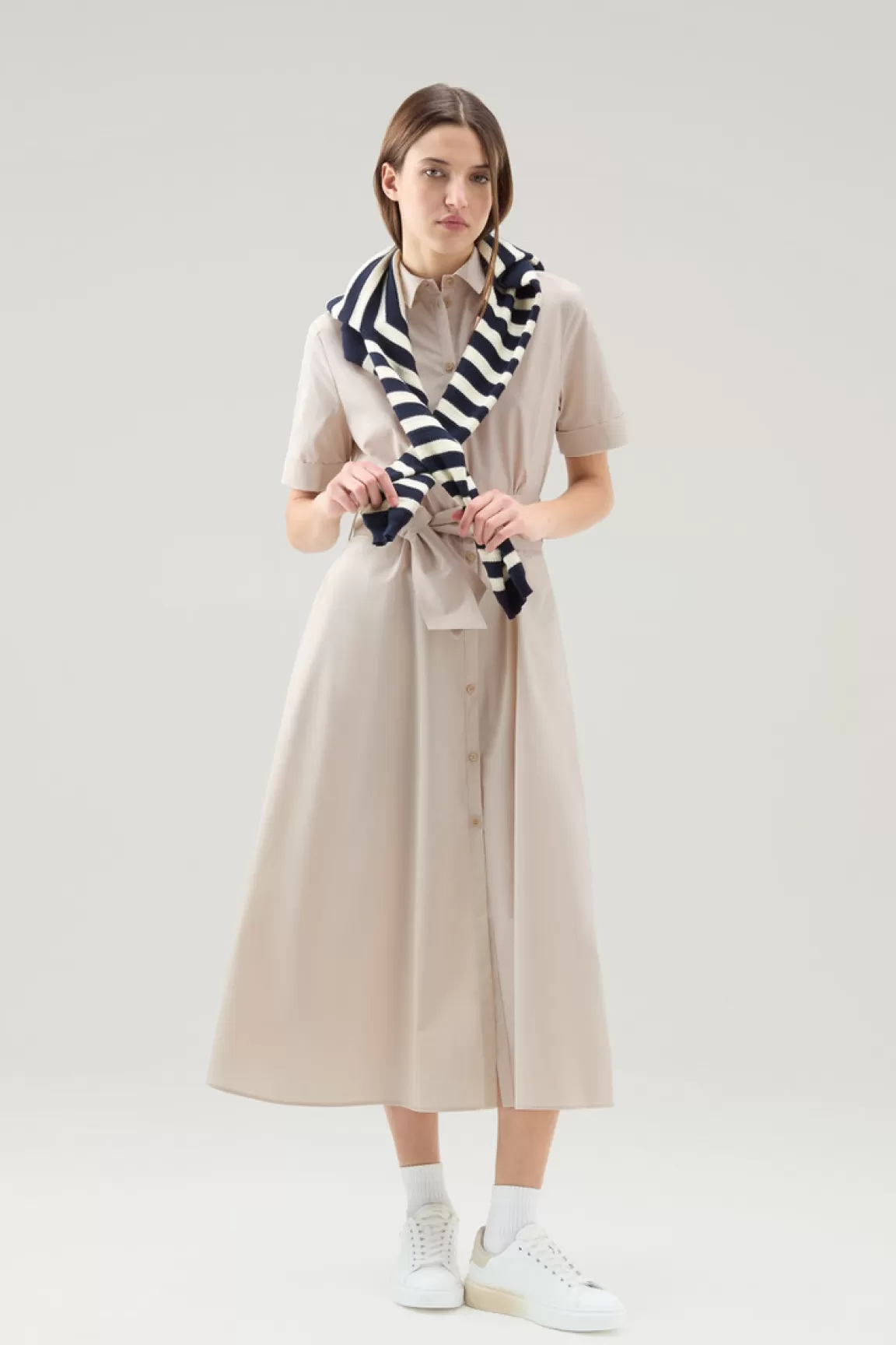 Woolrich Overhemdjurk Van Zuiver Katoenpopeline Light Oak New
