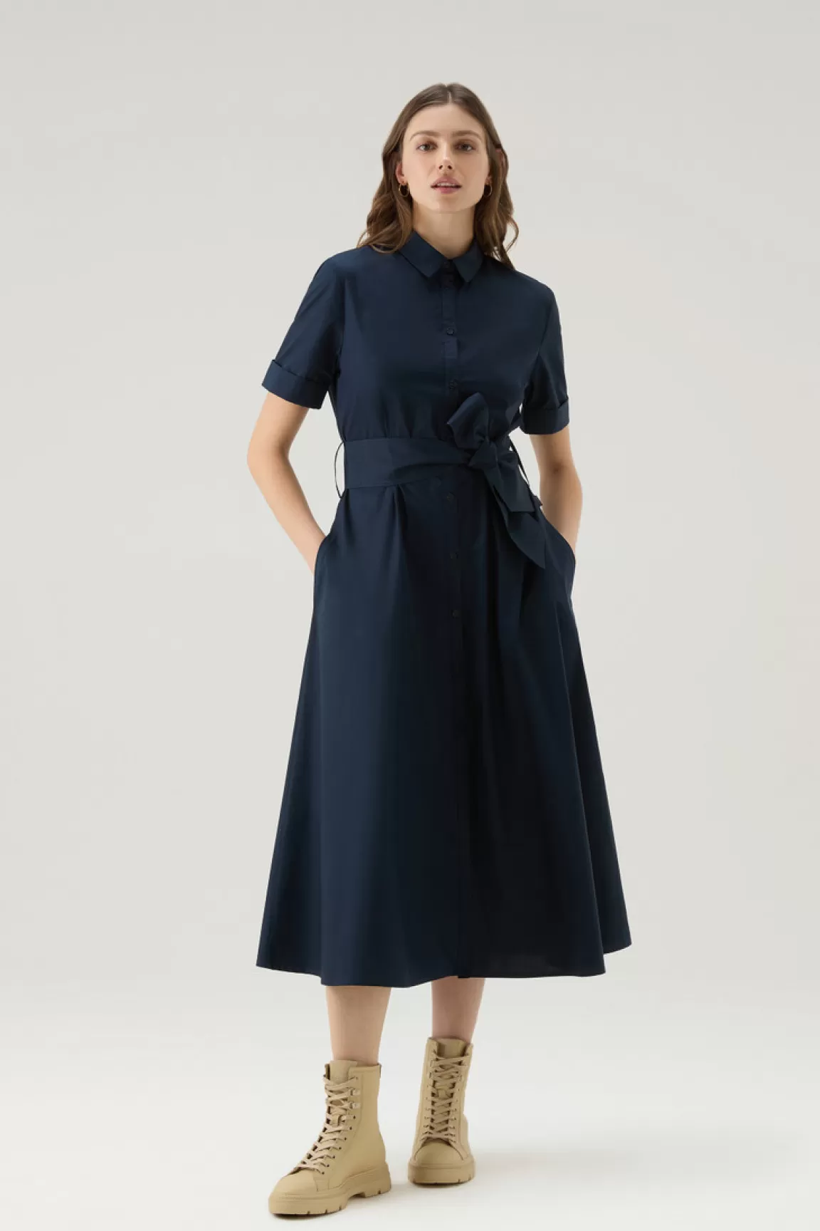 Woolrich Overhemdjurk Van Zuiver Katoenpopeline Melton Blue Discount