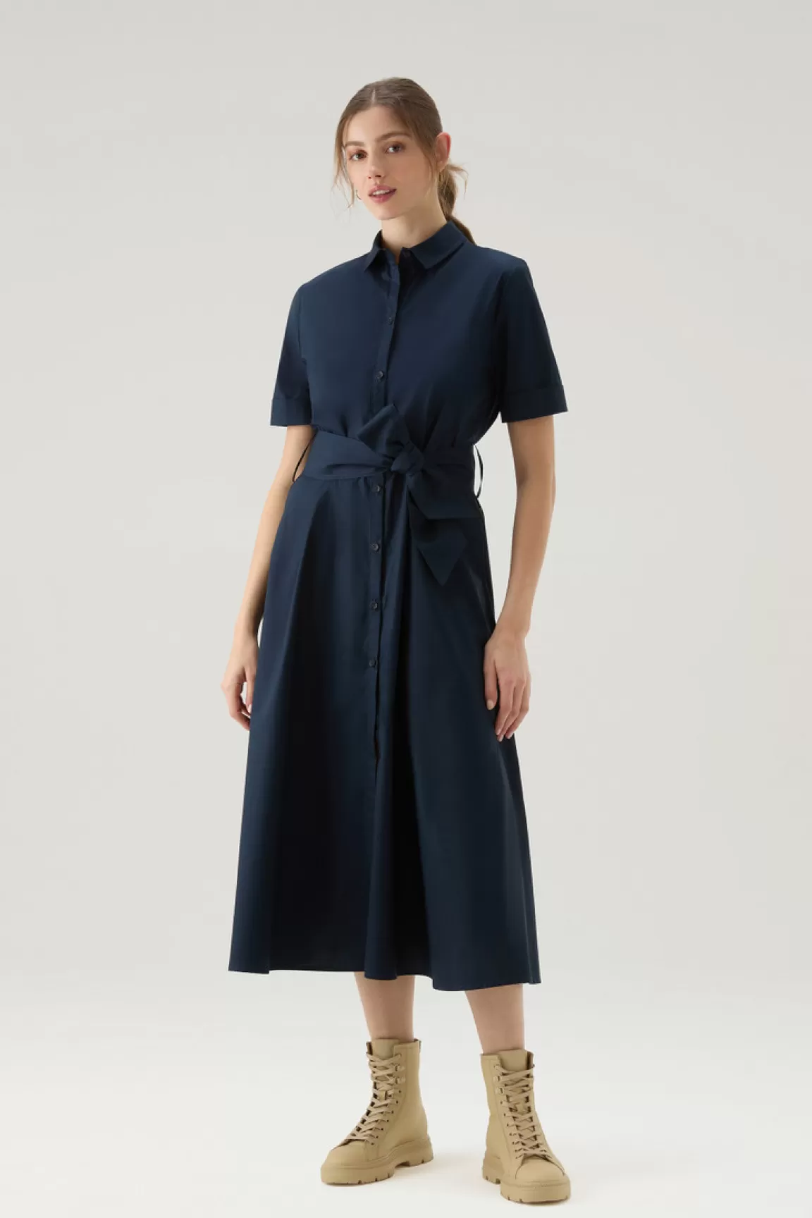 Woolrich Overhemdjurk Van Zuiver Katoenpopeline Melton Blue Discount
