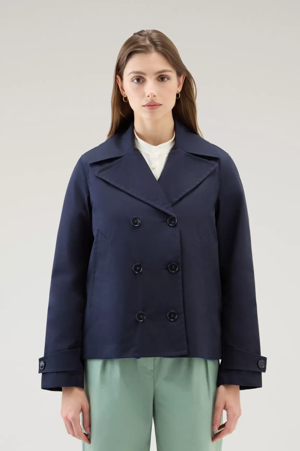 Woolrich Peacoat Havice In Best Cotton Melton Blue Fashion