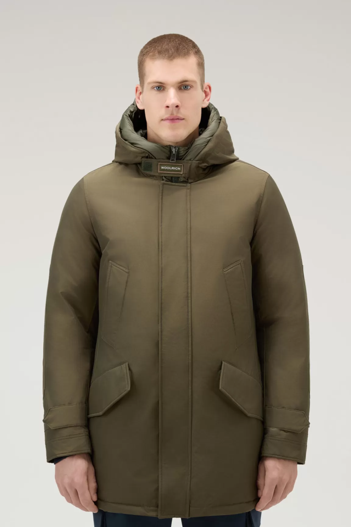 Woolrich Polar Parka Van Ramar Cloth Met Hoge Kraag Dark Green Store