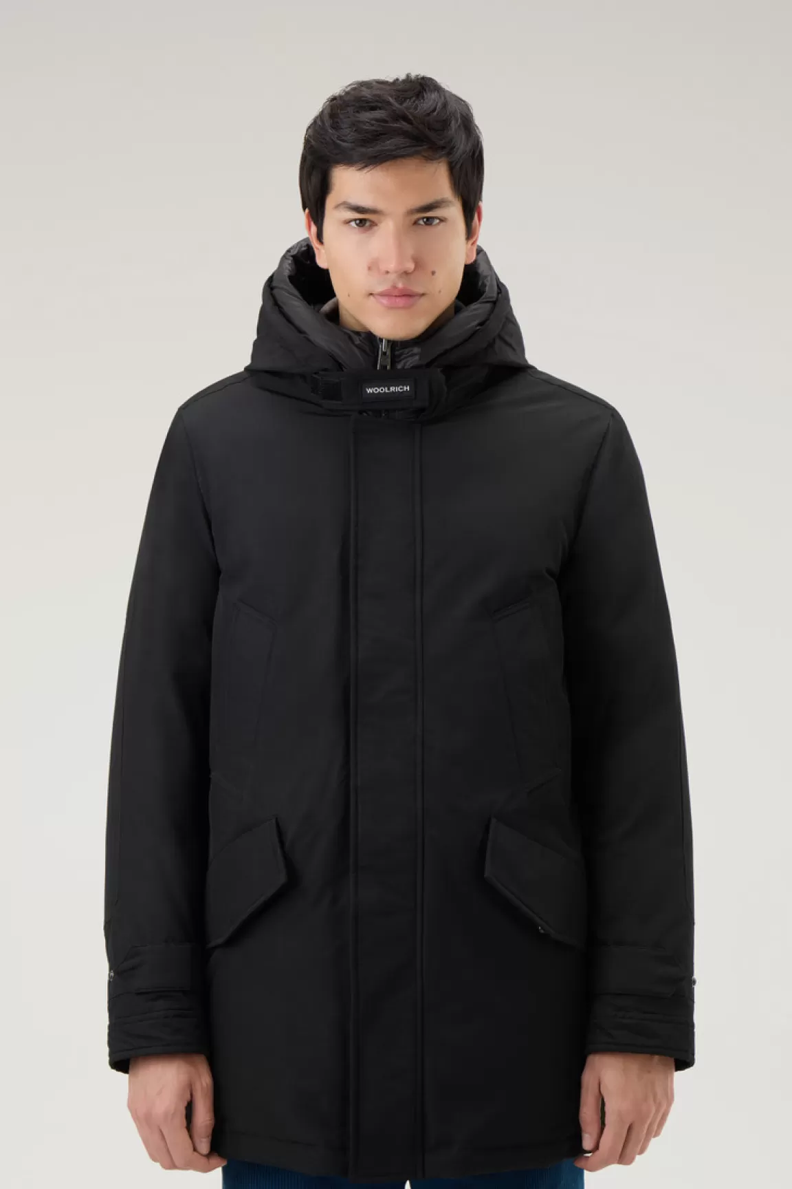 Woolrich Polar Parka Van Ramar Cloth Met Hoge Kraag Black Sale