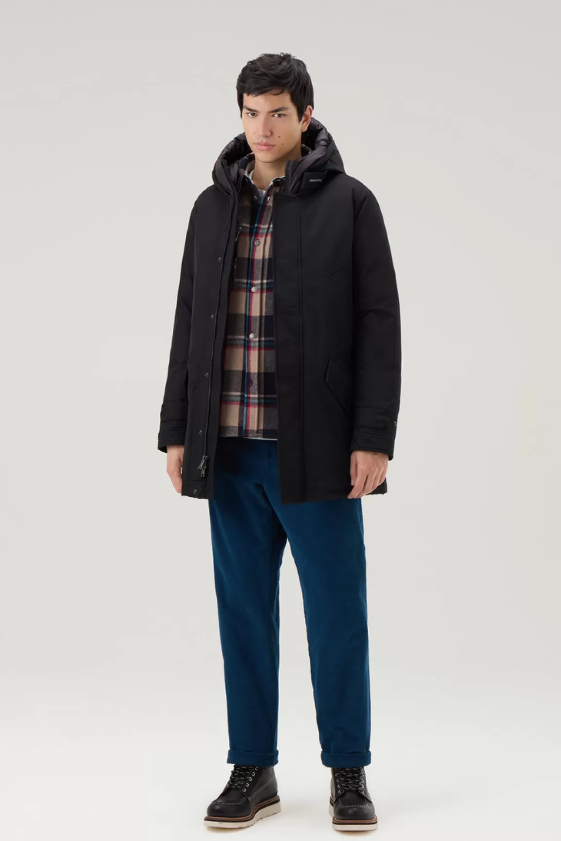 Woolrich Polar Parka Van Ramar Cloth Met Hoge Kraag Black Sale