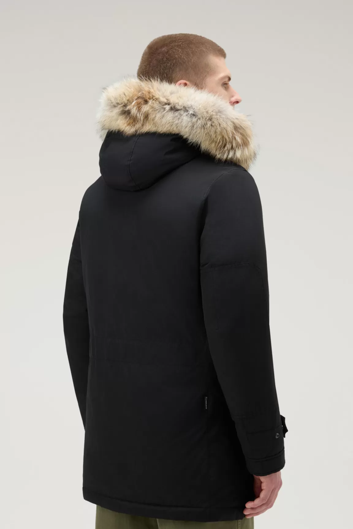 Woolrich Polar Parka Van Ramar Cloth-stof Met Hoge Kraag En Bontrand Black Best Sale