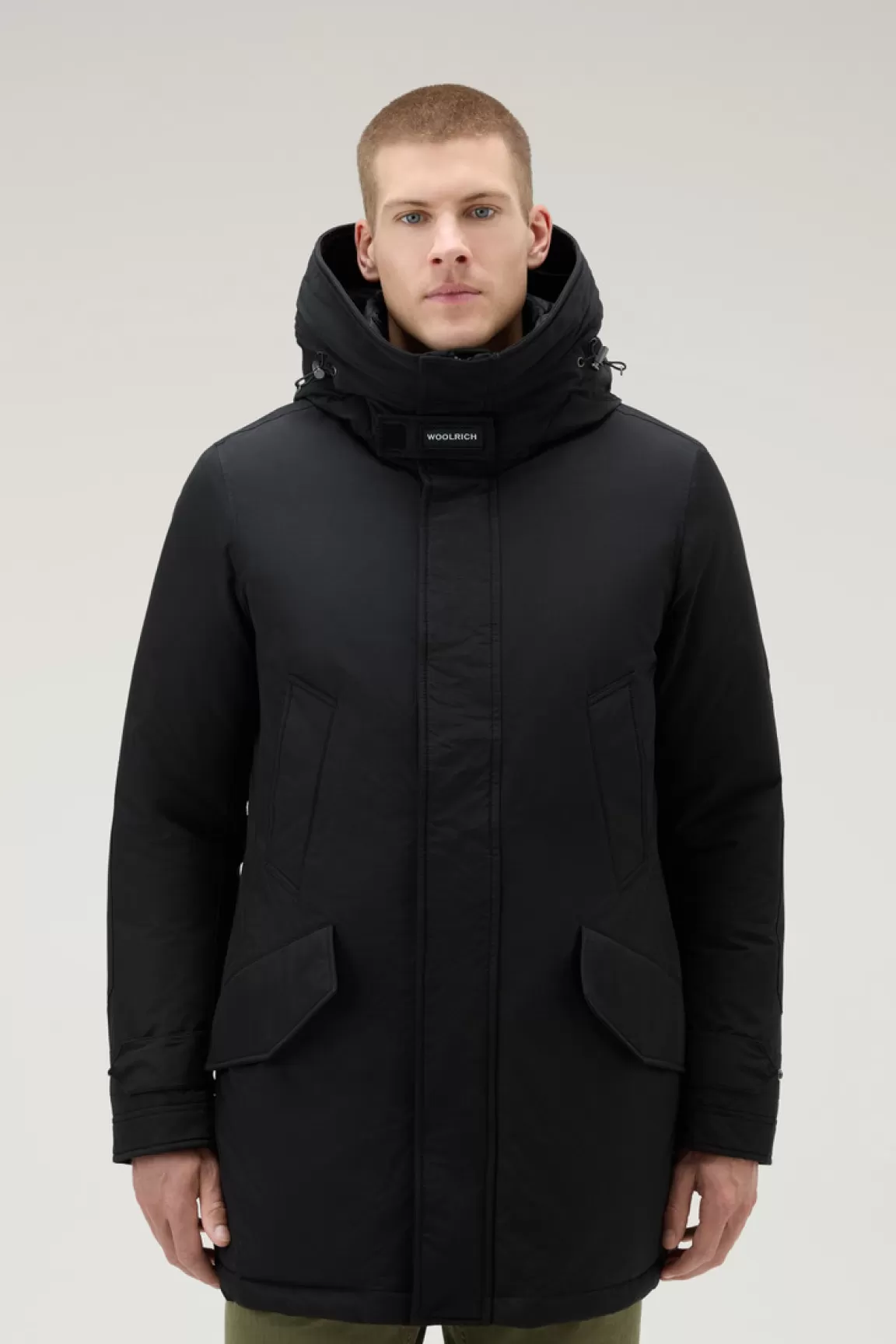 Woolrich Polar Parka Van Ramar Cloth-stof Met Hoge Kraag En Bontrand Black Best Sale