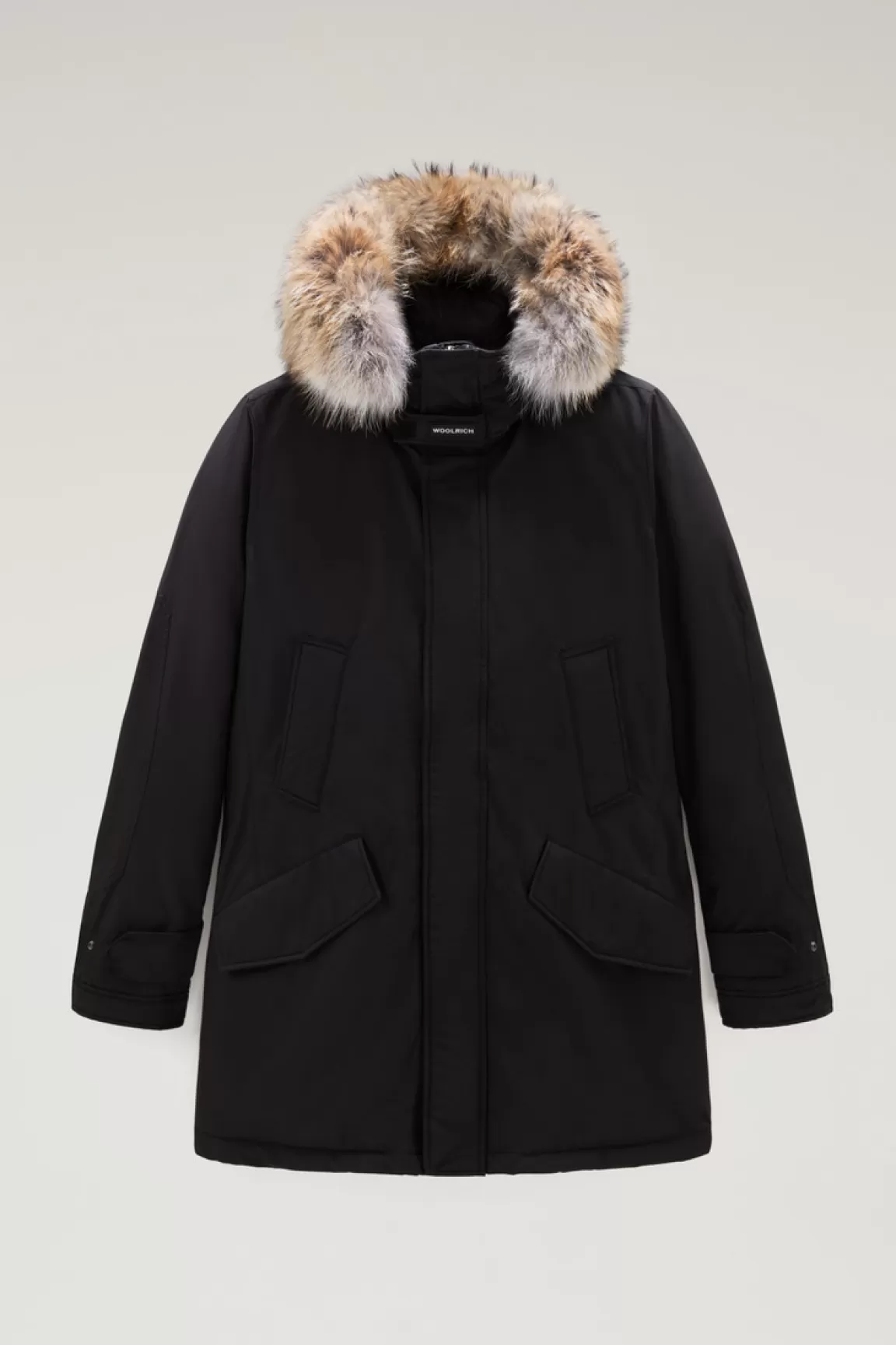 Woolrich Polar Parka Van Ramar Cloth-stof Met Hoge Kraag En Bontrand Black Best Sale