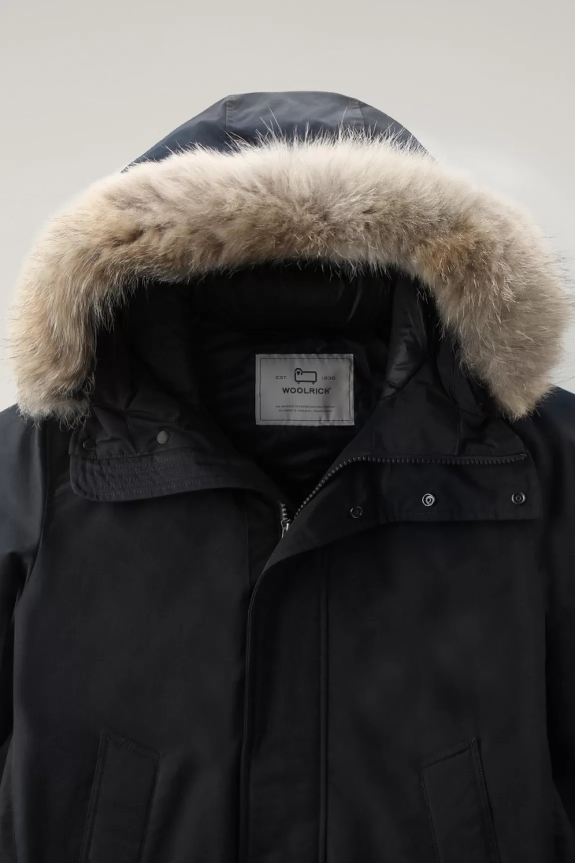 Woolrich Polar Parka Van Ramar Cloth-stof Met Hoge Kraag En Bontrand Black Best Sale