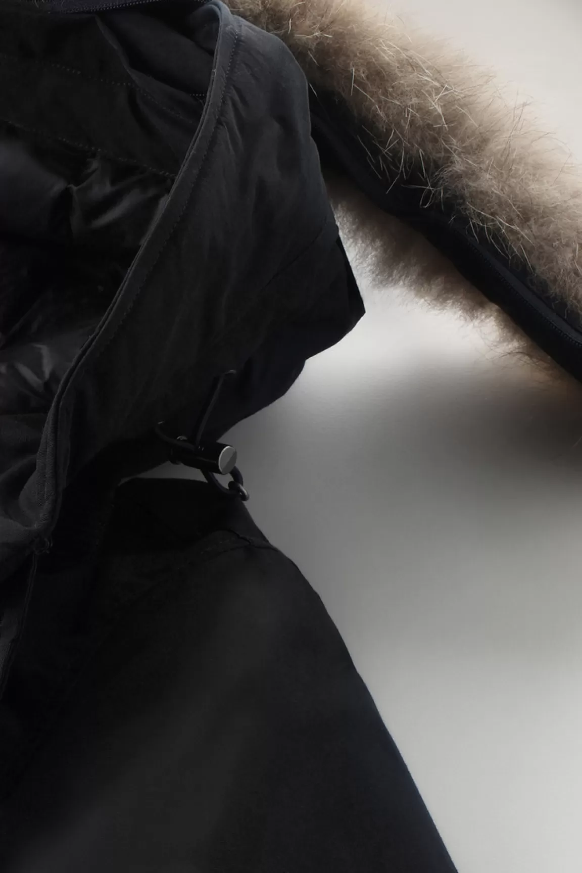 Woolrich Polar Parka Van Ramar Cloth-stof Met Hoge Kraag En Bontrand Black Best Sale
