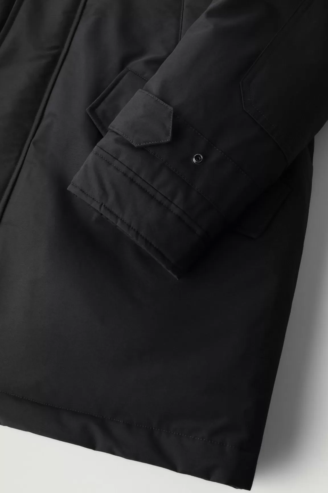 Woolrich Polar Parka Van Ramar Cloth-stof Met Hoge Kraag En Bontrand Black Best Sale