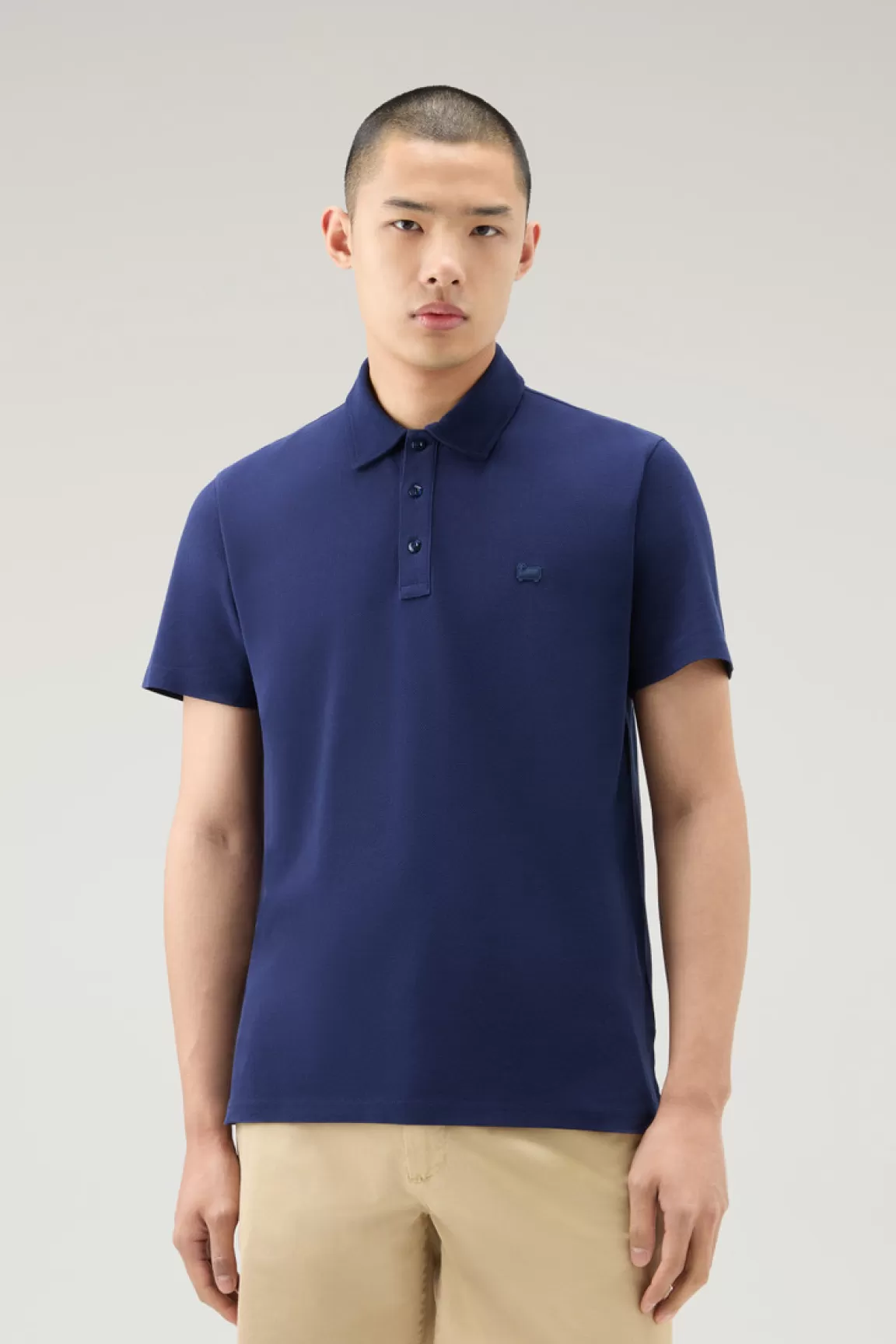 Woolrich Polo Van Zuiver Katoenpiqué Maritime Blue Store