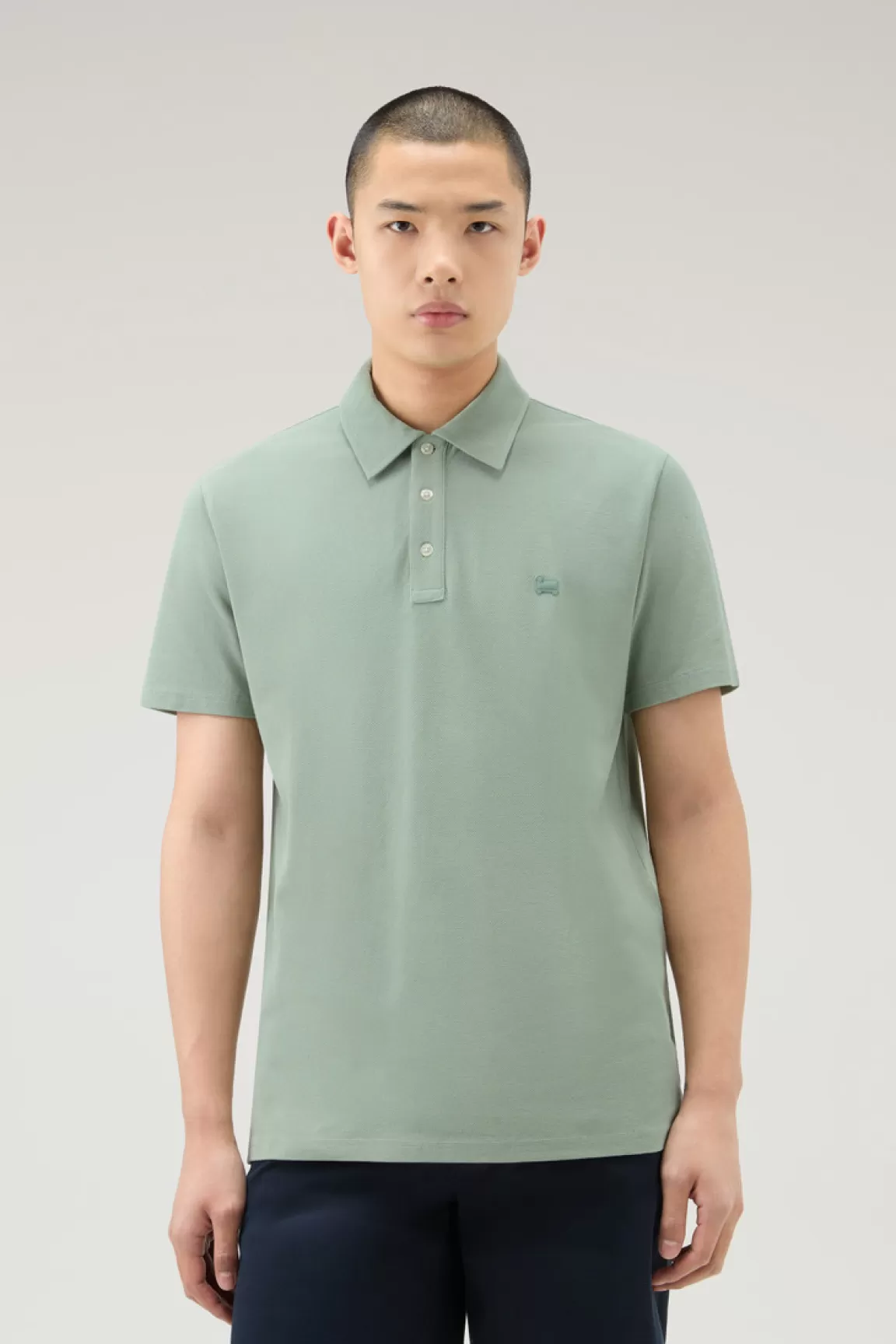 Woolrich Polo Van Zuiver Katoenpiqué Sage Discount
