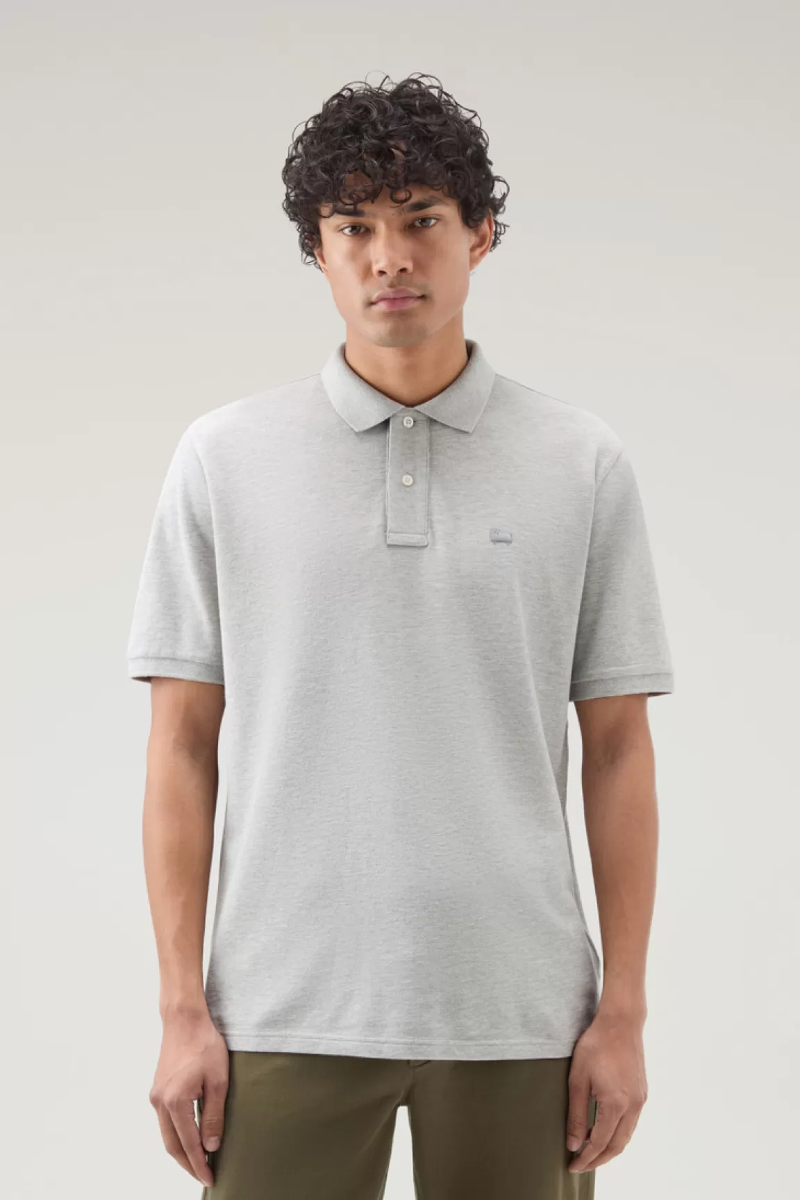 Woolrich Poloshirt Van Zuiver Katoenen Piqué Light Grey Melange Store