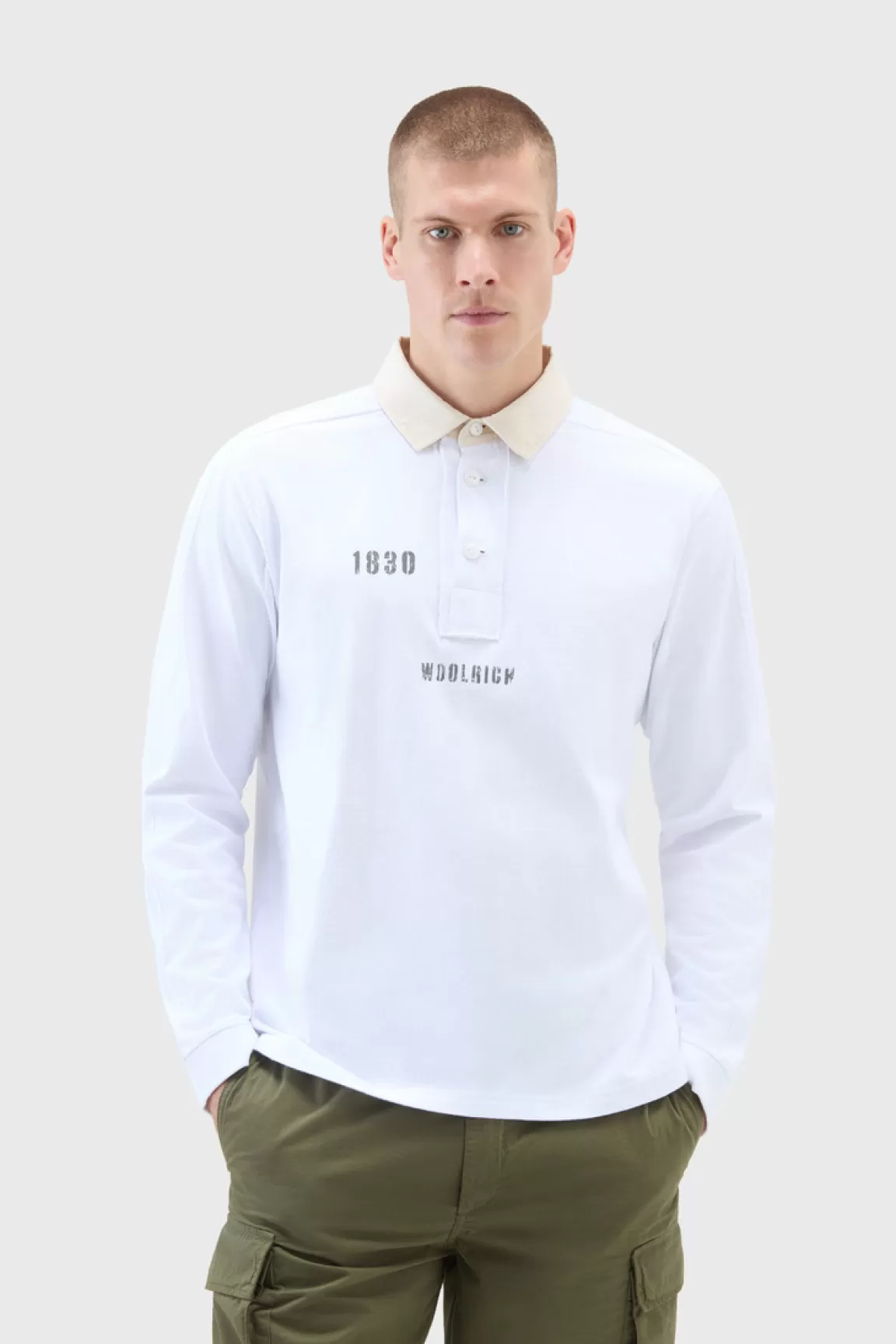 Woolrich Puur Katoenen Poloshirt Met Lange Mouwen Bright White Clearance