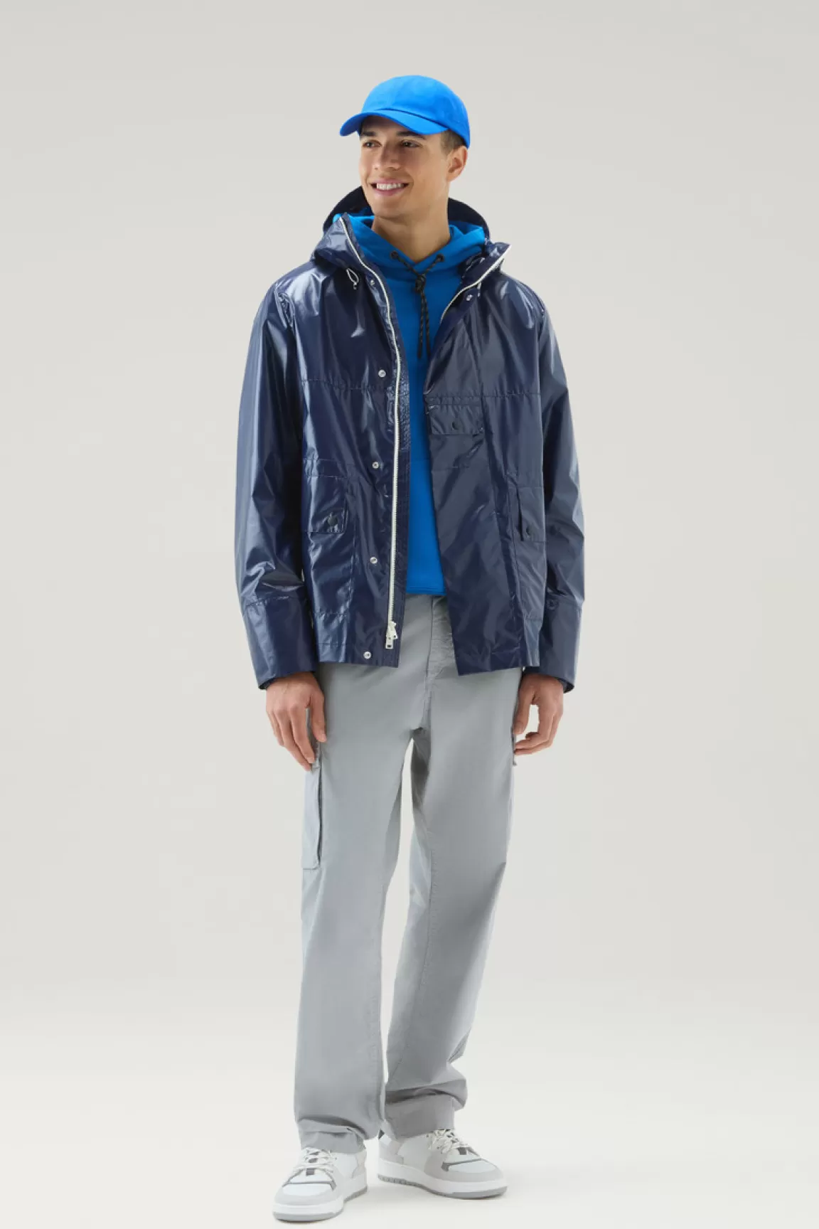 Woolrich Resine-jack Van Ripstop Stof Met Capuchon Royal Navy Discount
