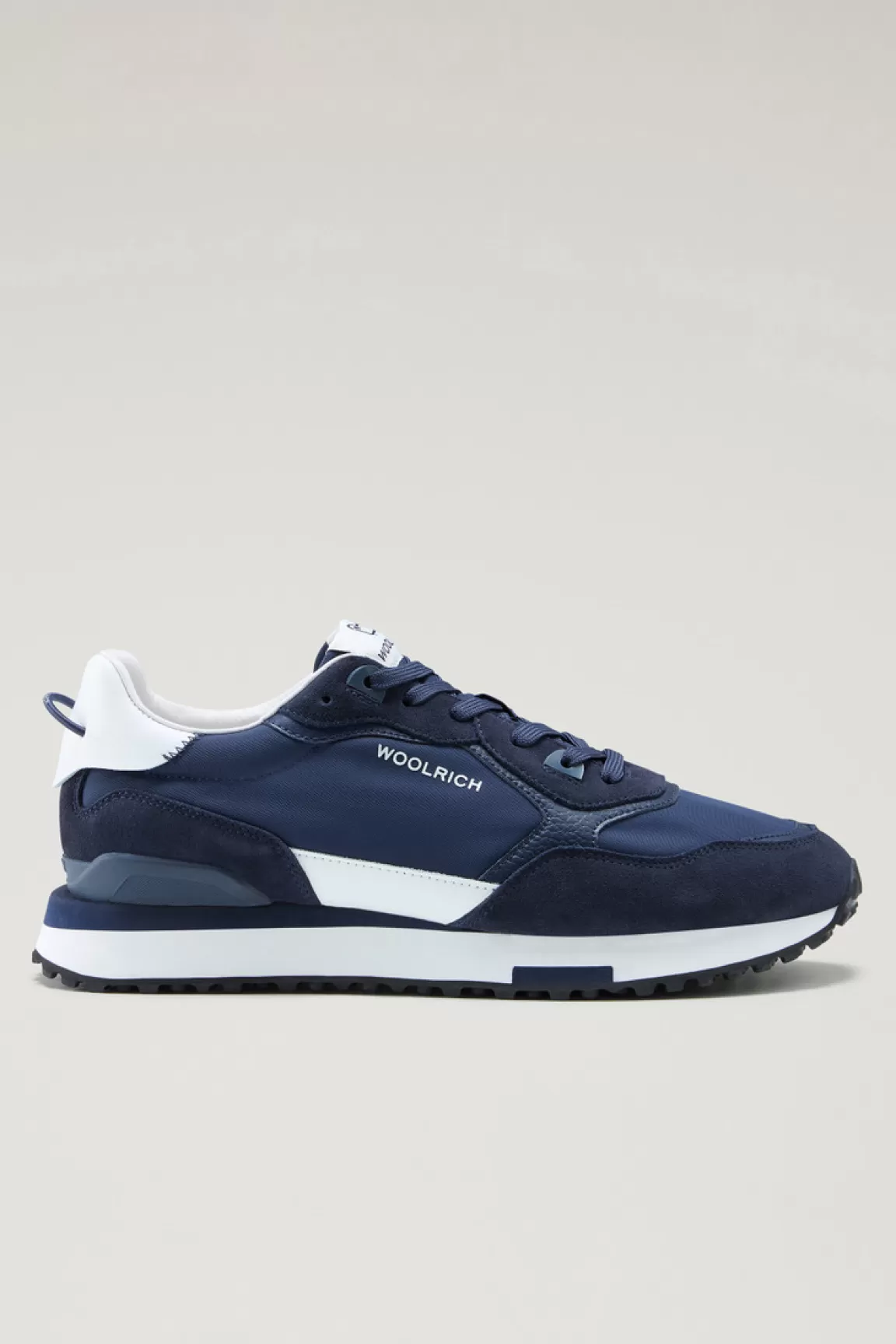 Woolrich Retro Leren Sneakers Met Nylon Details Blue Blue Store