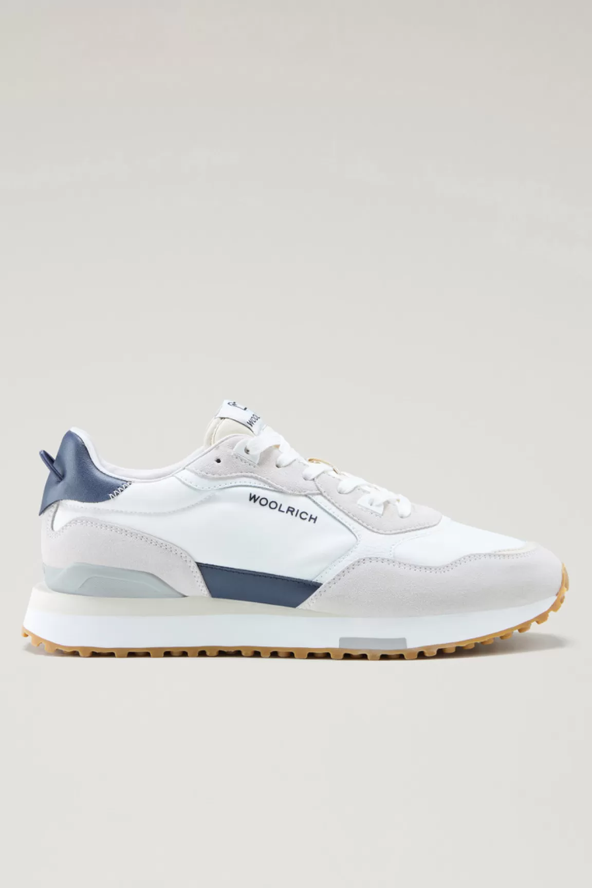 Woolrich Retro Leren Sneakers Met Nylon Details White White Store