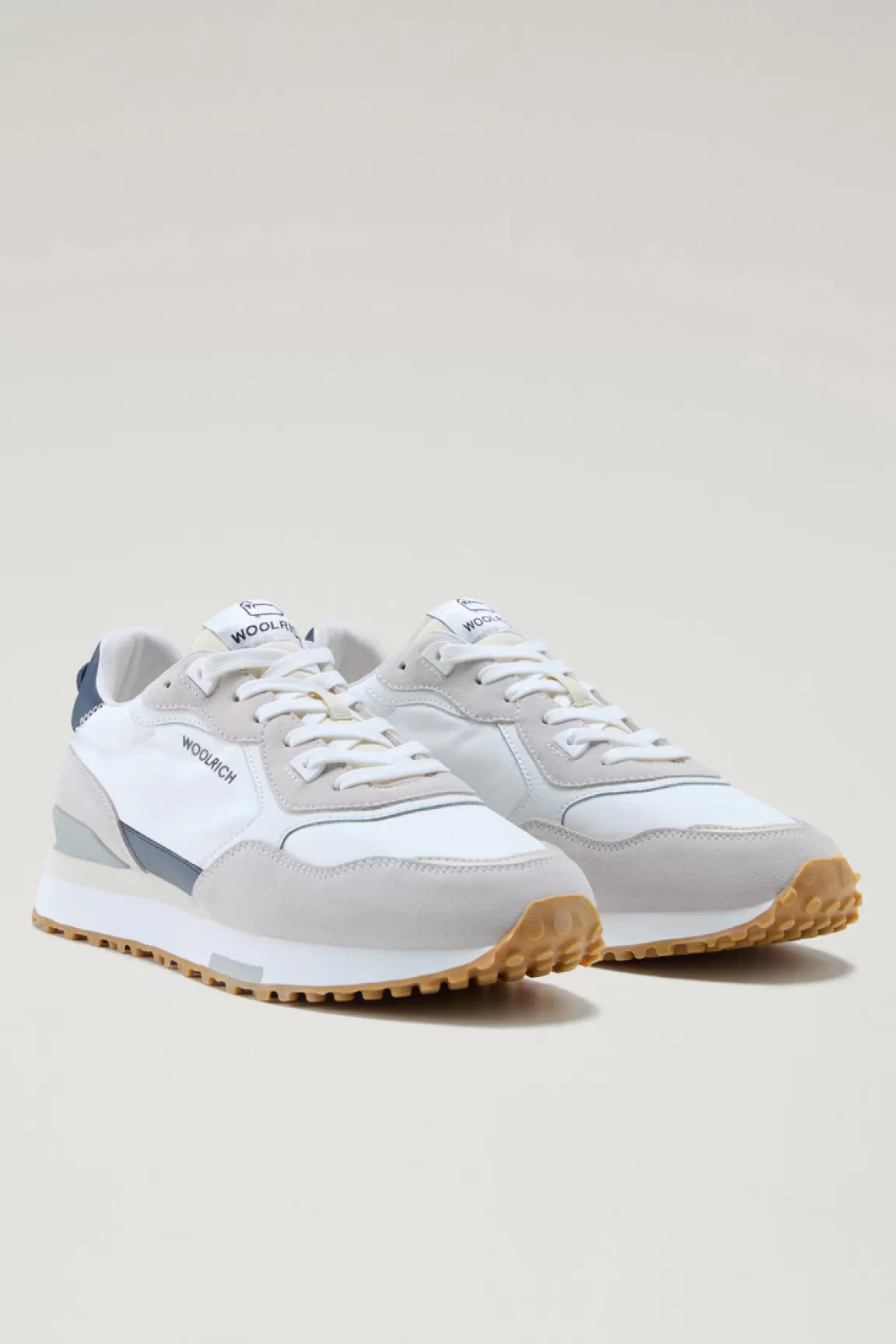 Woolrich Retro Leren Sneakers Met Nylon Details White White Store