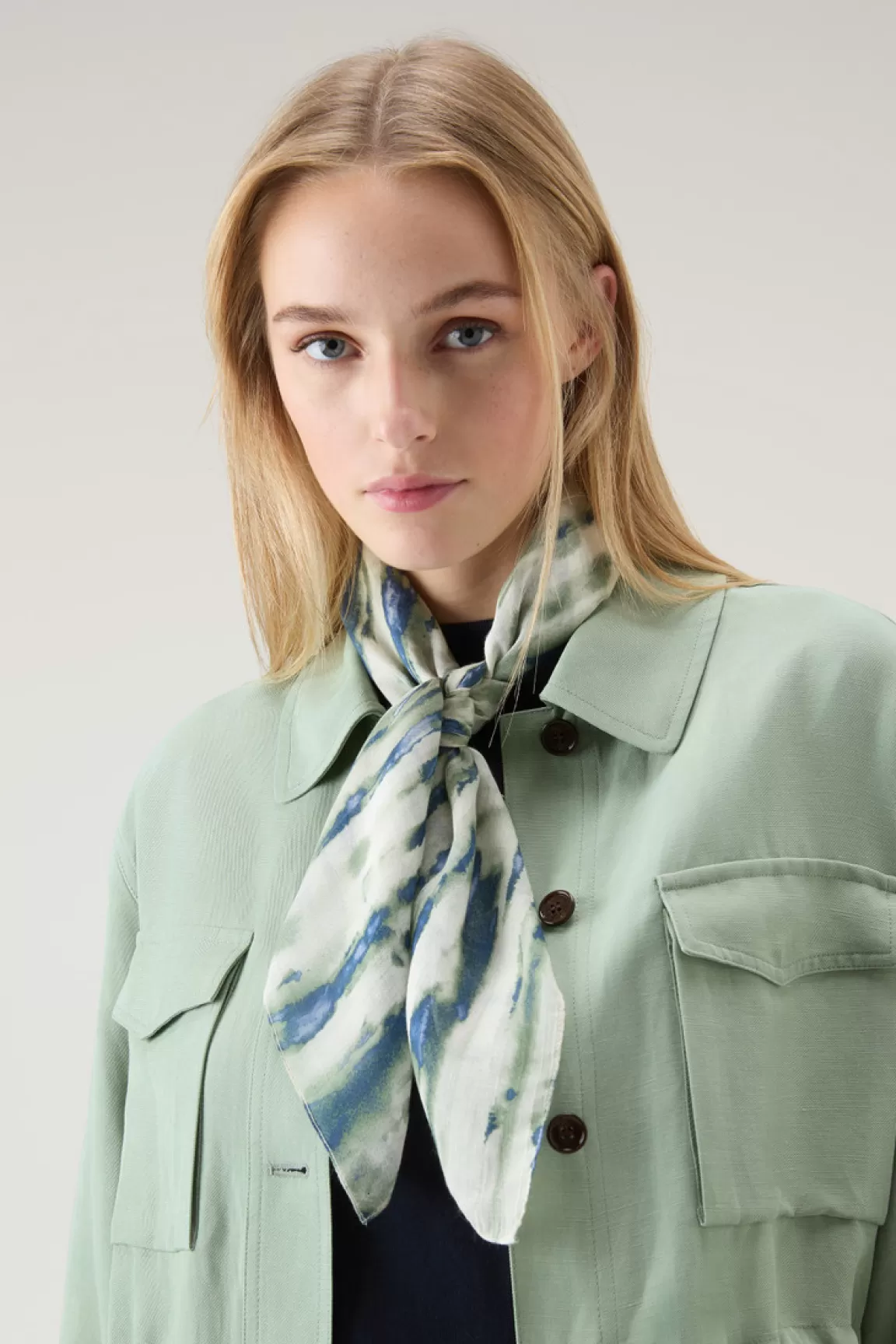 Woolrich Sjaal Van Een Mix Van Modal En Zijde Met Grafische Print Light Oak Cheap