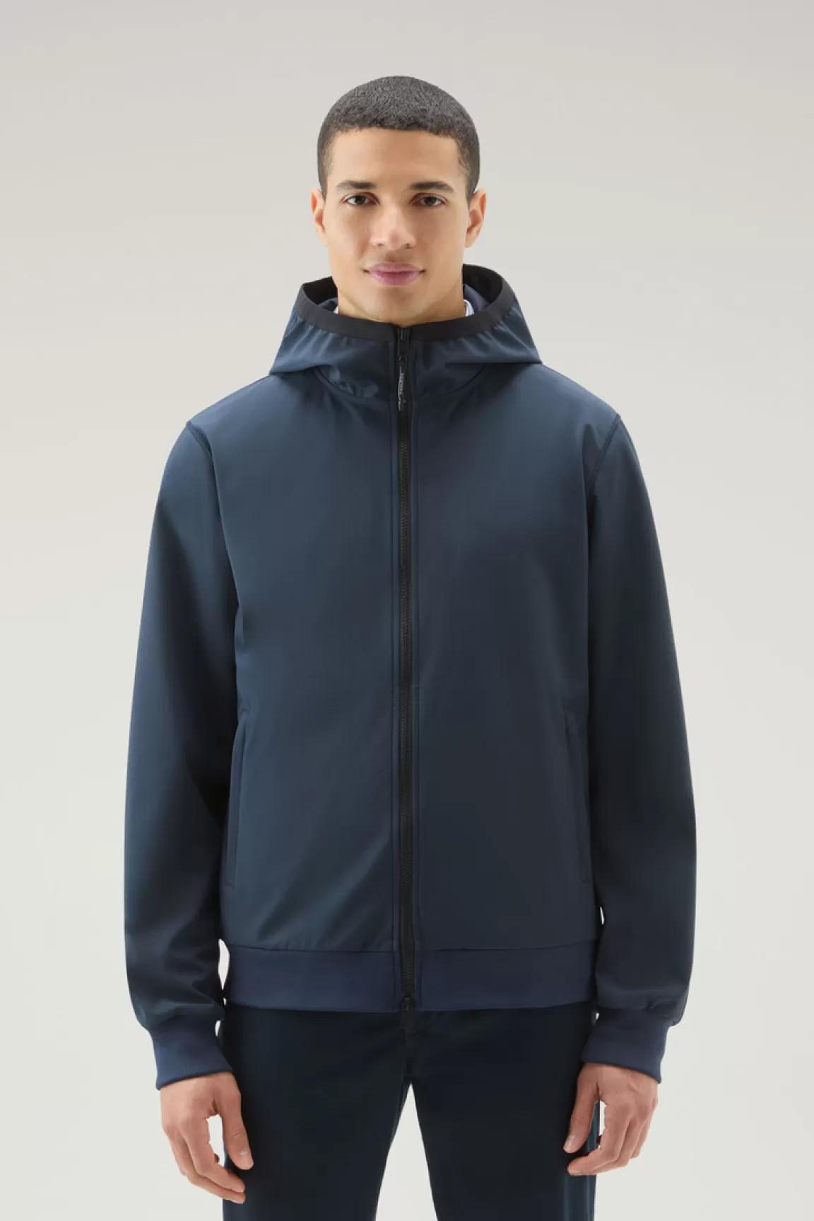 Woolrich Softshell Sweater Met Capuchon Melton Blue Hot