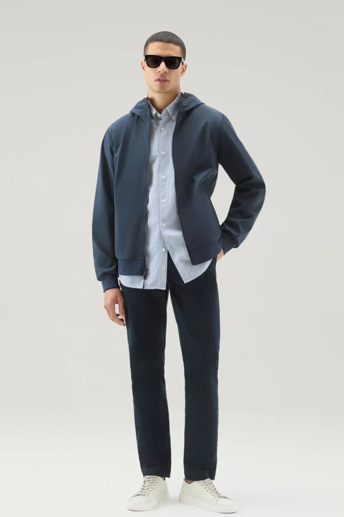 Woolrich Softshell Sweater Met Capuchon Melton Blue Hot
