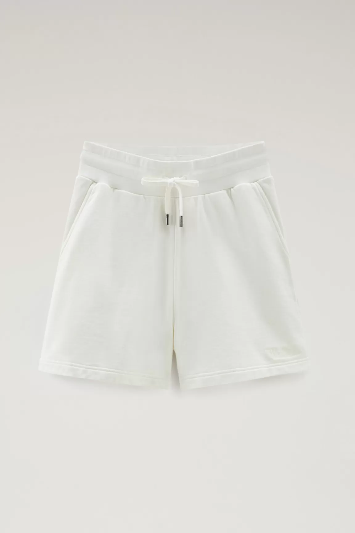 Woolrich Sportieve Bermuda Van Zuiver Badstof Katoen Met Trekkoord Plaster White Cheap
