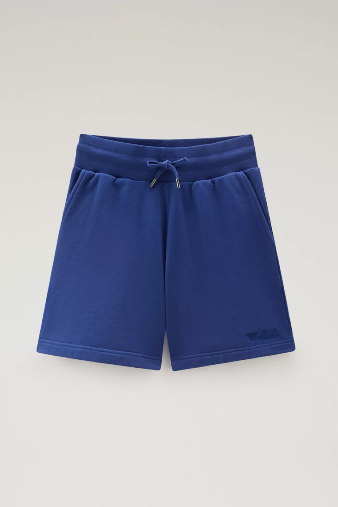 Woolrich Sportieve Bermuda Van Zuiver Badstof Katoen Met Trekkoord Twilight Blue Hot