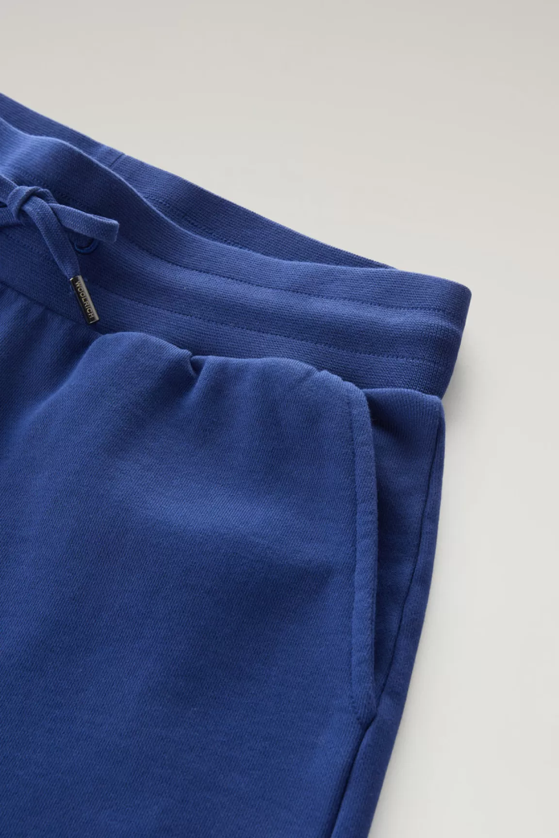 Woolrich Sportieve Bermuda Van Zuiver Badstof Katoen Met Trekkoord Twilight Blue Hot