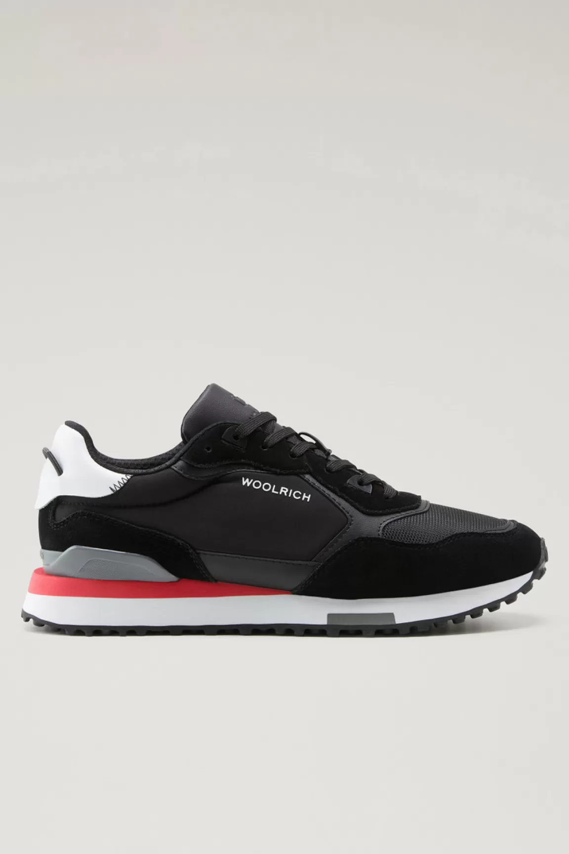 Woolrich Suède Retro Sneakers Met Nylondetails Black Black Outlet