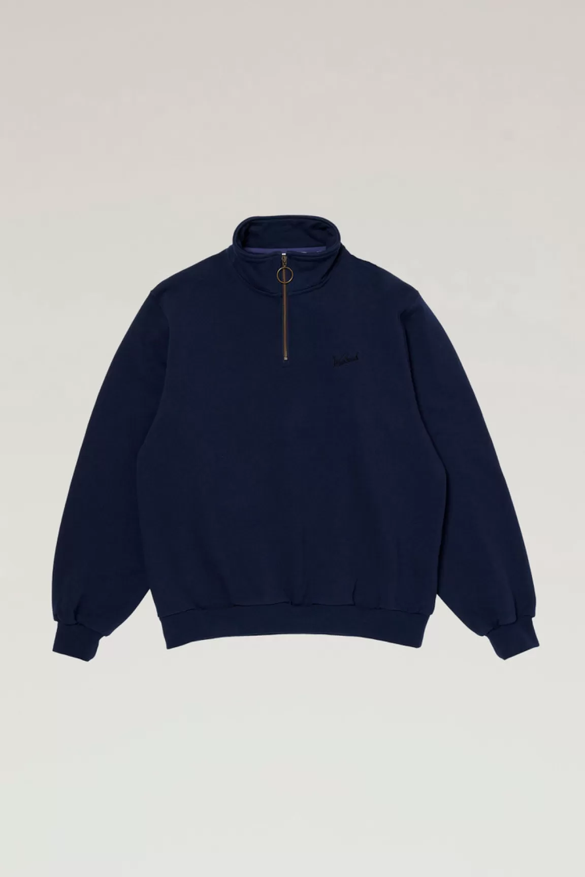 Woolrich Sweater Van Zuiver Katoen Met Halve Rits Navy Outlet