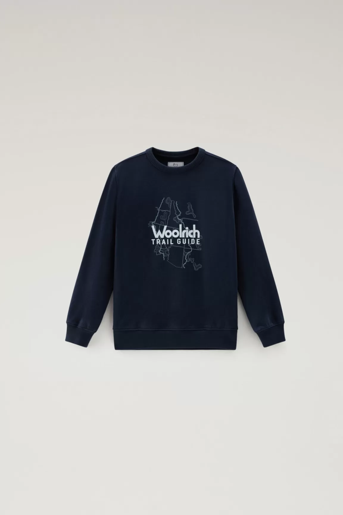 Woolrich Sweater Voor Jongens Van Zuiver Katoen Met Ronde Hals En Print Melton Blue Clearance