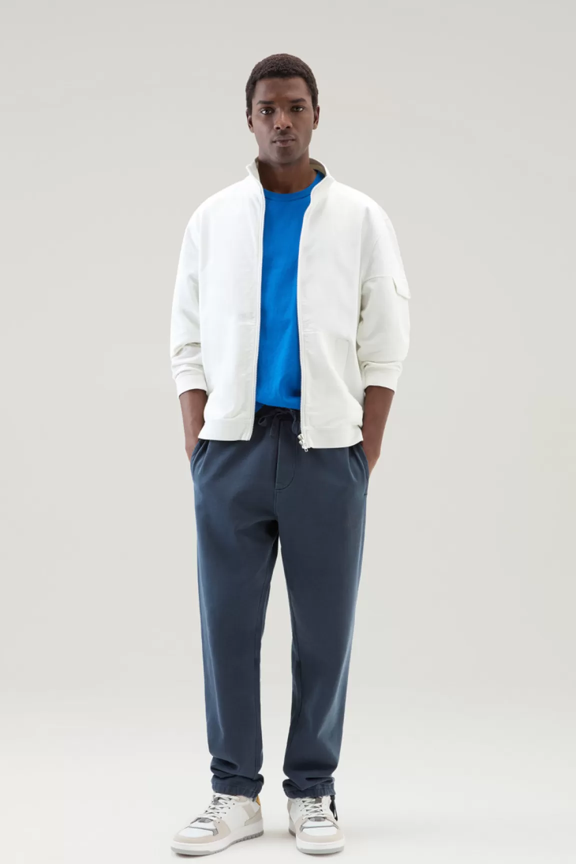 Woolrich Sweatshirt Van Puur Katoen Met Rits En Hoge Kraag Stone Cheap