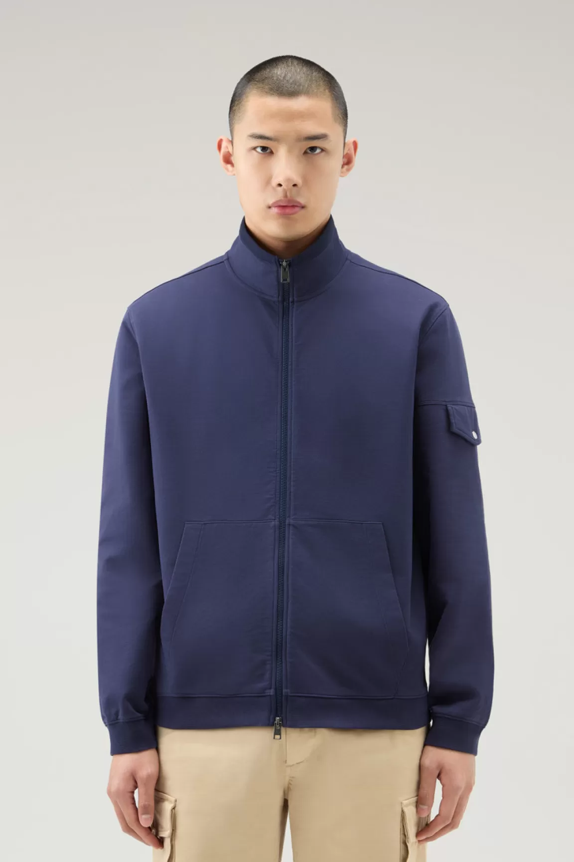Woolrich Sweatshirt Van Puur Katoen Met Rits En Hoge Kraag Maritime Blue Flash Sale