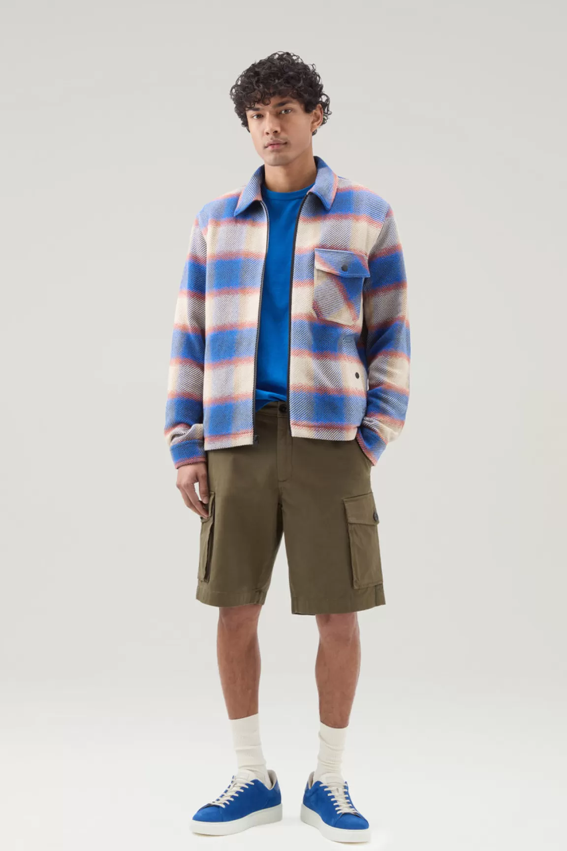 Woolrich Timber Overhemdjack Van Een Mix Van Gerecycled Katoen En Manteco Blue Check Clearance