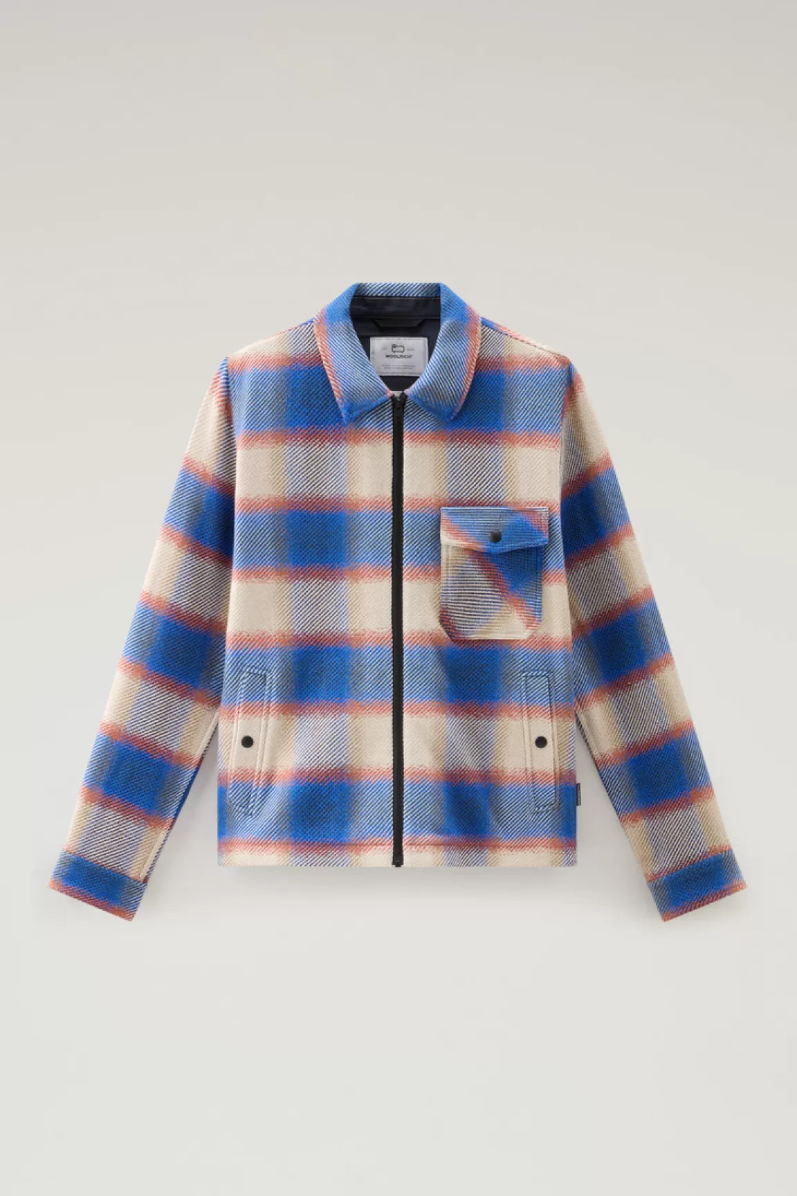 Woolrich Timber Overhemdjack Van Een Mix Van Gerecycled Katoen En Manteco Blue Check Clearance