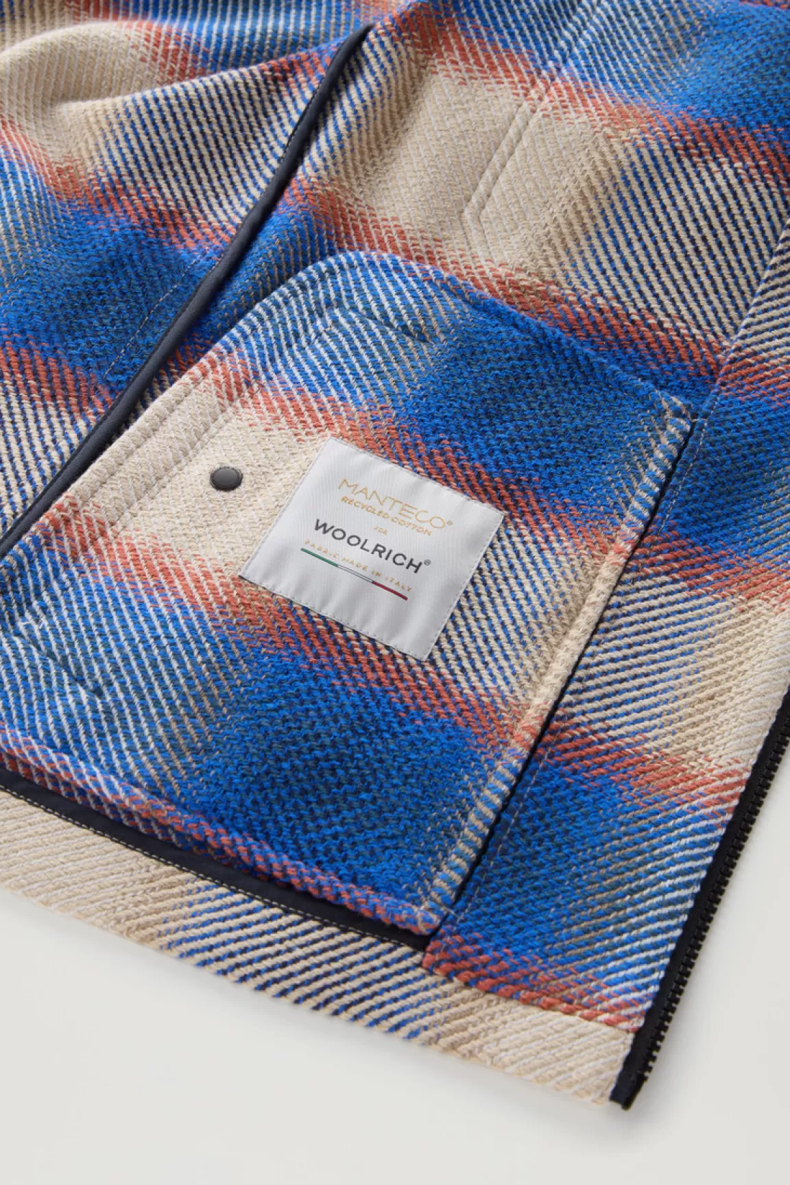 Woolrich Timber Overhemdjack Van Een Mix Van Gerecycled Katoen En Manteco Blue Check Clearance