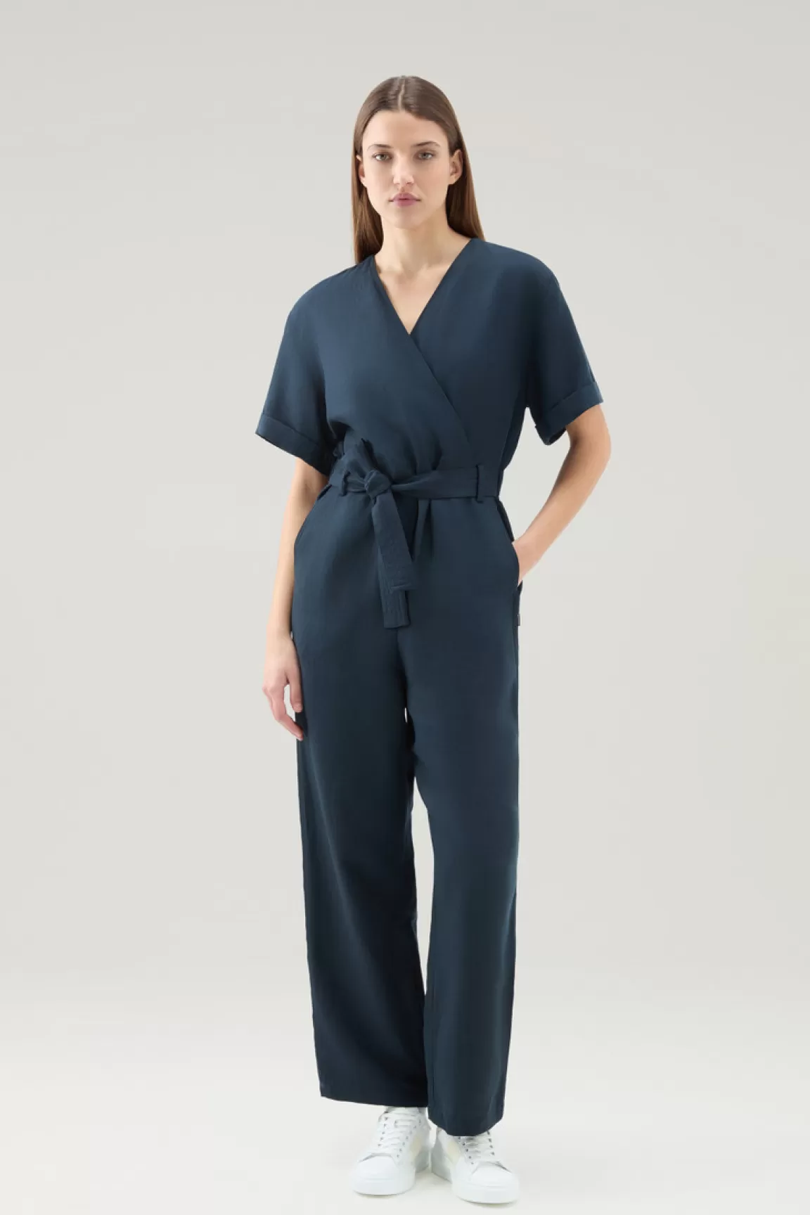 Woolrich Trainingspak Van Linnenmix Melton Blue Sale