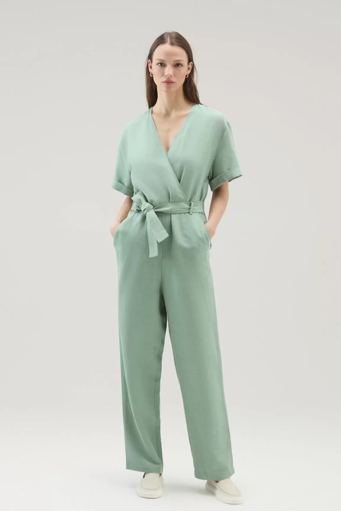 Woolrich Trainingspak Van Linnenmix Sage Outlet