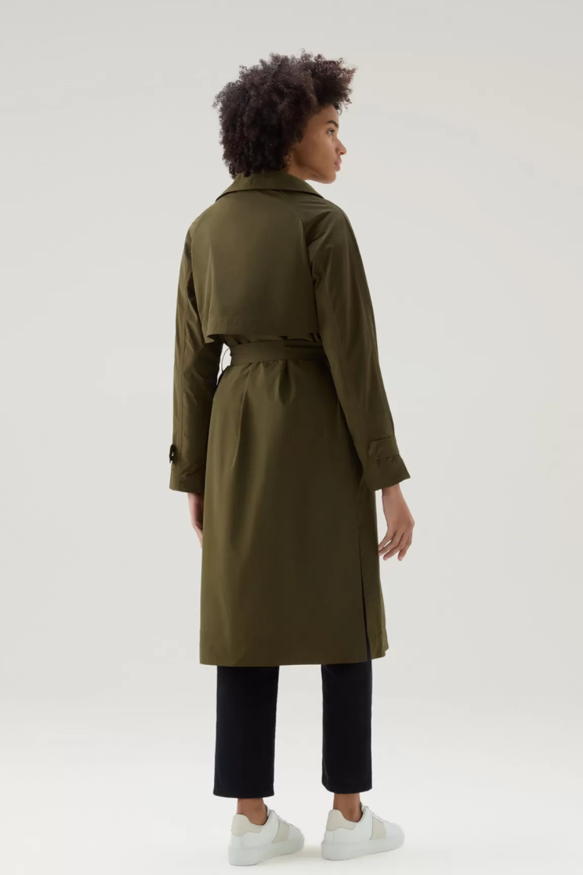Woolrich Trenchcoat Van Urban Touch-stof Met Tailleband Met Riem Dark Green Cheap