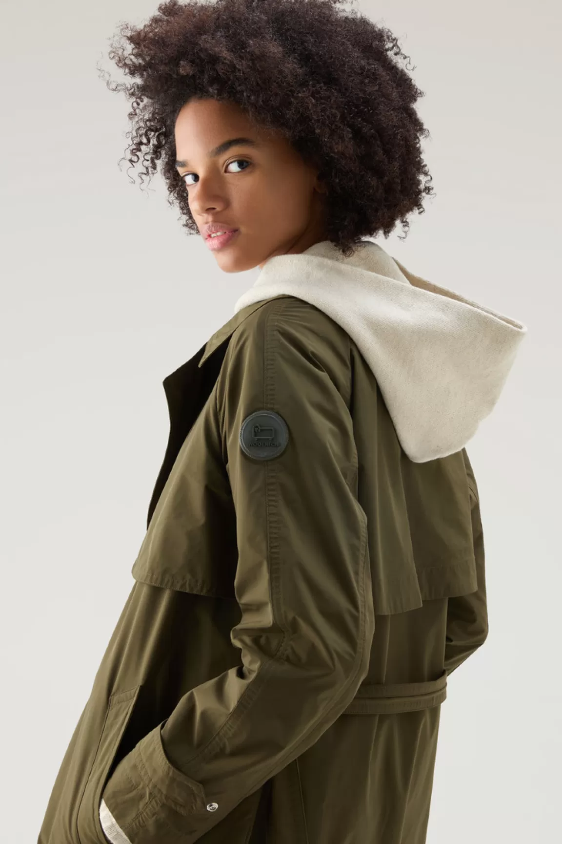 Woolrich Trenchcoat Van Urban Touch-stof Met Tailleband Met Riem Dark Green Cheap
