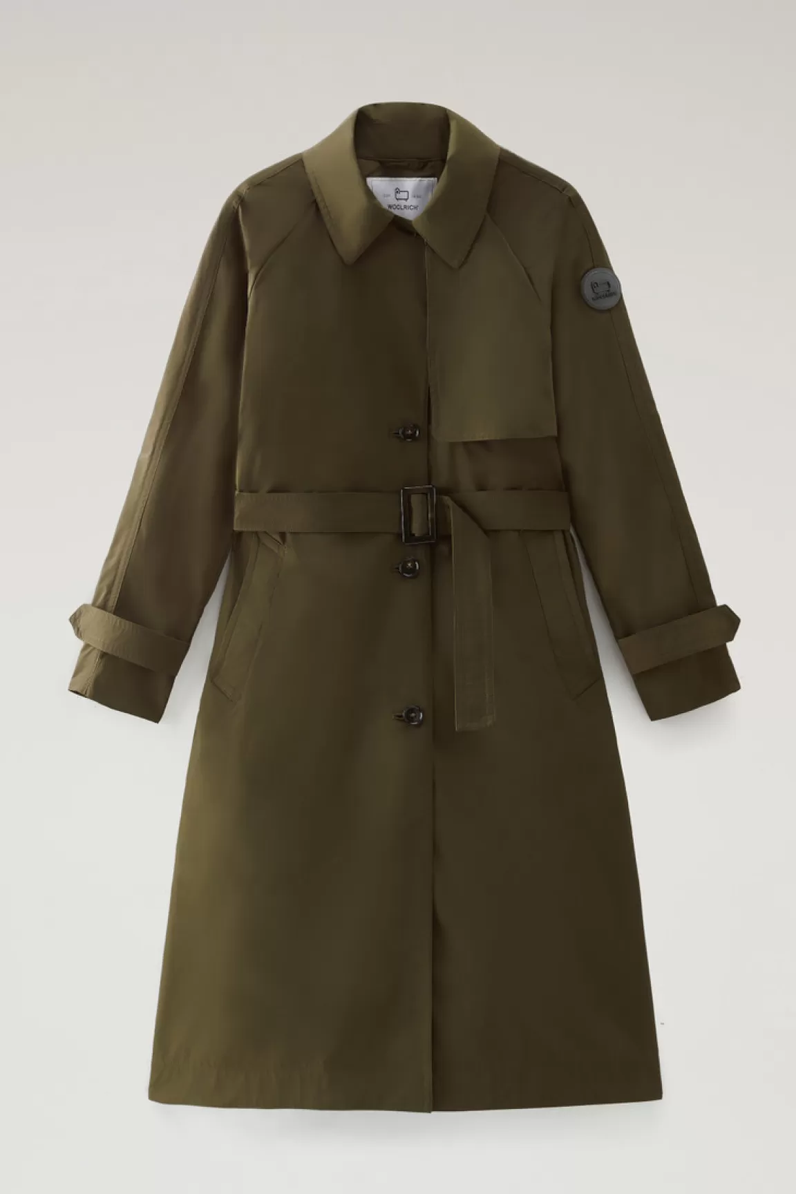 Woolrich Trenchcoat Van Urban Touch-stof Met Tailleband Met Riem Dark Green Cheap